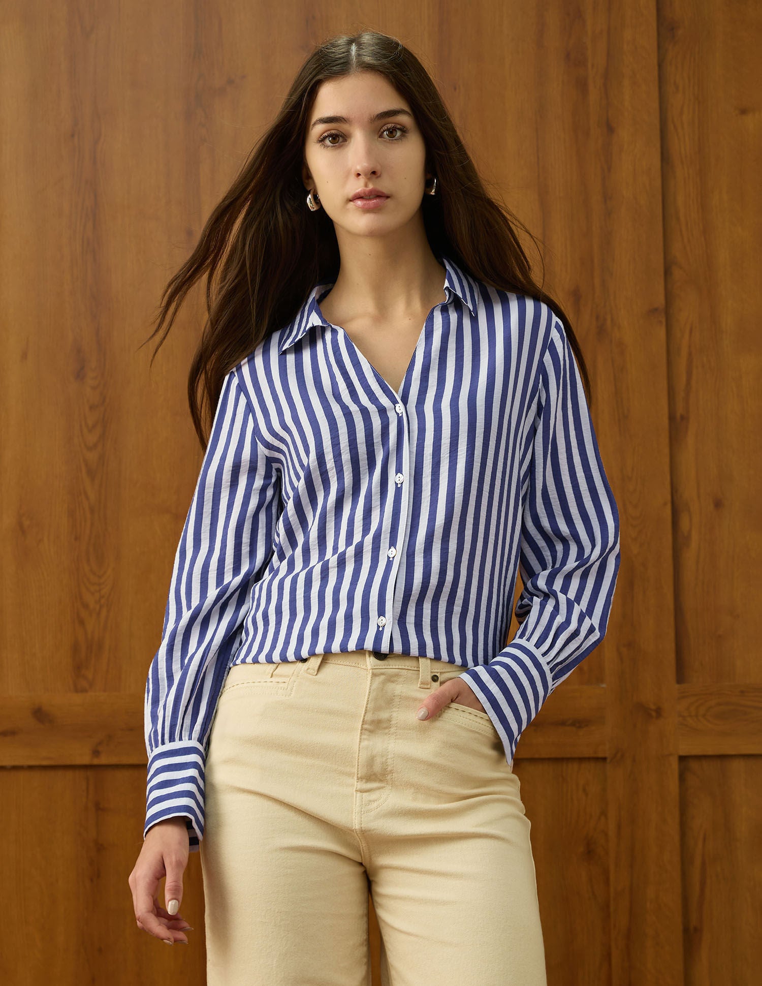 Vertical Striped Regular Fit Shirt Blue - U.S. Polo Assn. India | Large