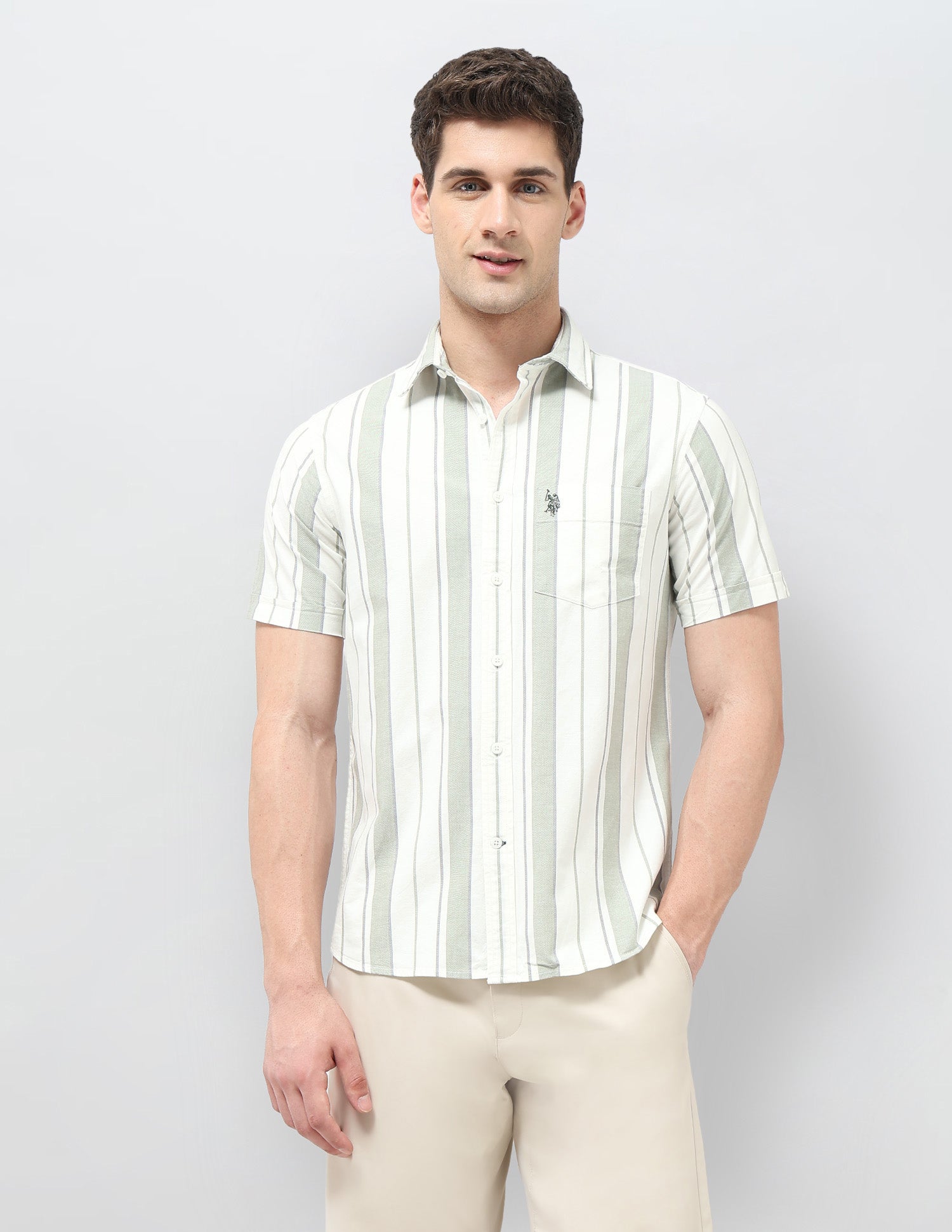 Oxford Tailored Fit Shirt Light Green - U.S. POLO ASSN. | Large