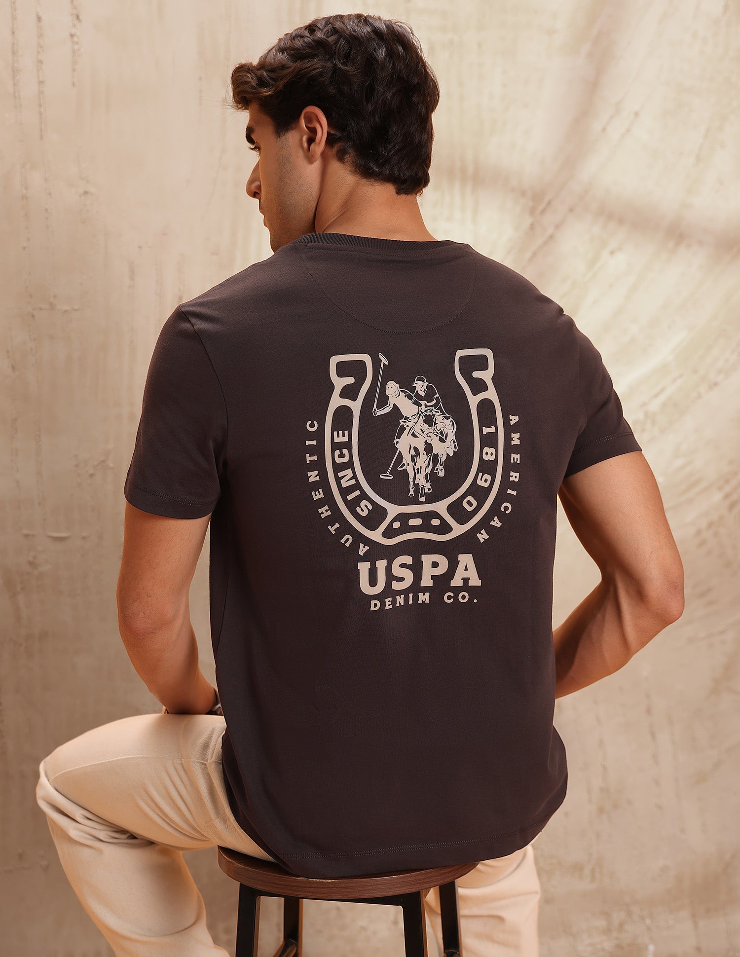Pure Cotton Brand Printed T-Shirt Dark Brown - U.S. POLO ASSN. | Large