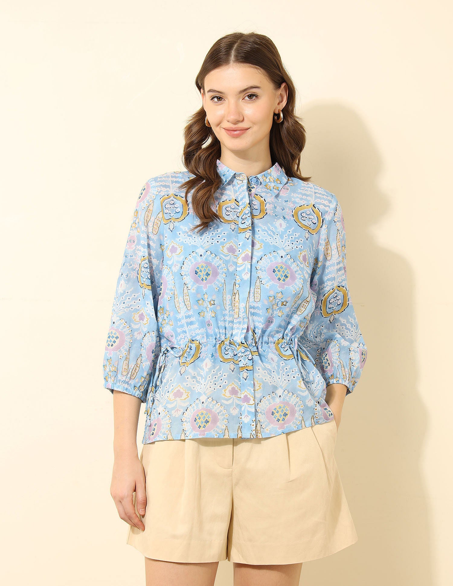 Cinched Wasit Floral Printed Shirt Multi-colour - U.S. Polo Assn. India | Large