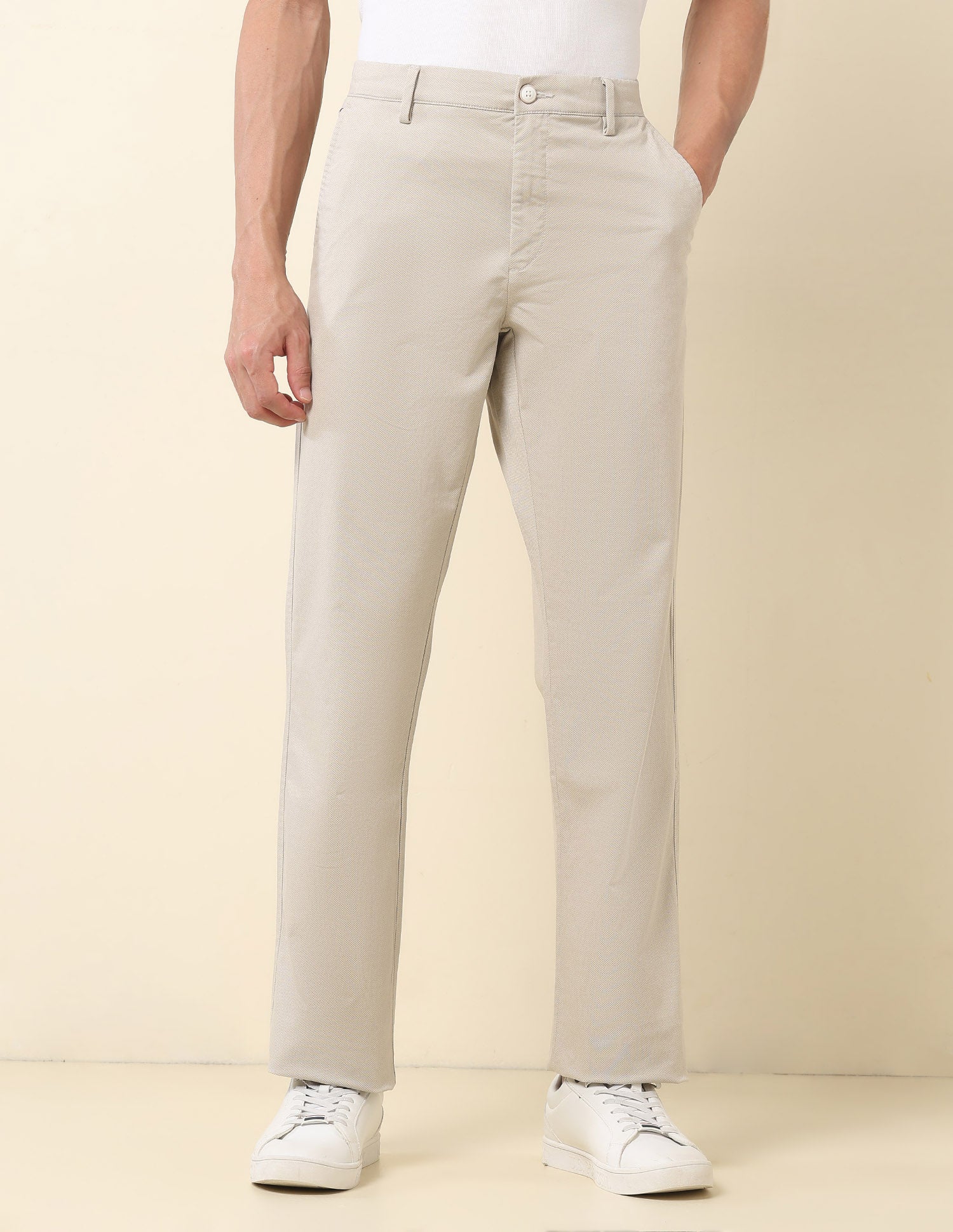 Riley Straight Fit Twill Trousers Beige - U.S. POLO ASSN. | Large