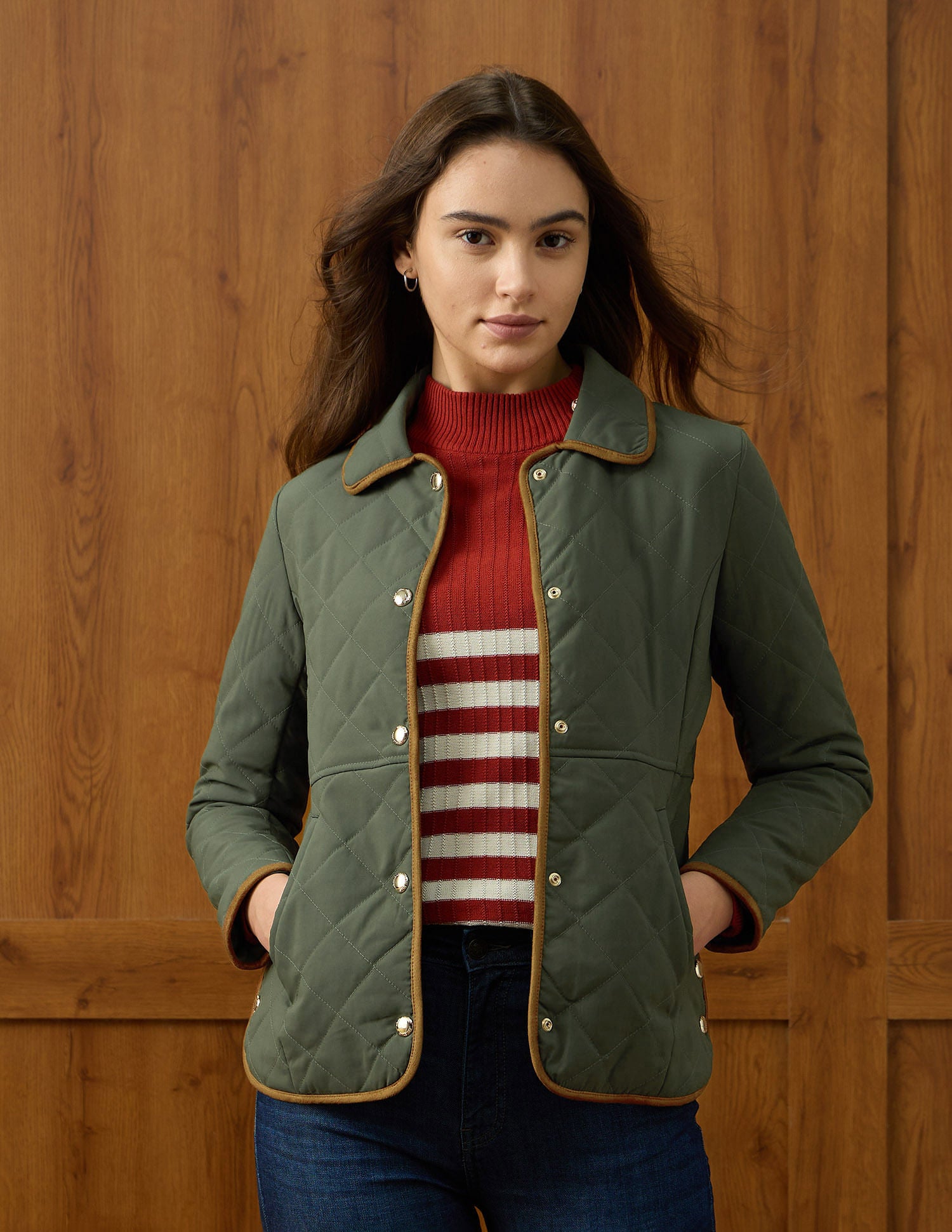 Solid Regular Fit Quilted Jacket Green - U.S. POLO ASSN. | Large