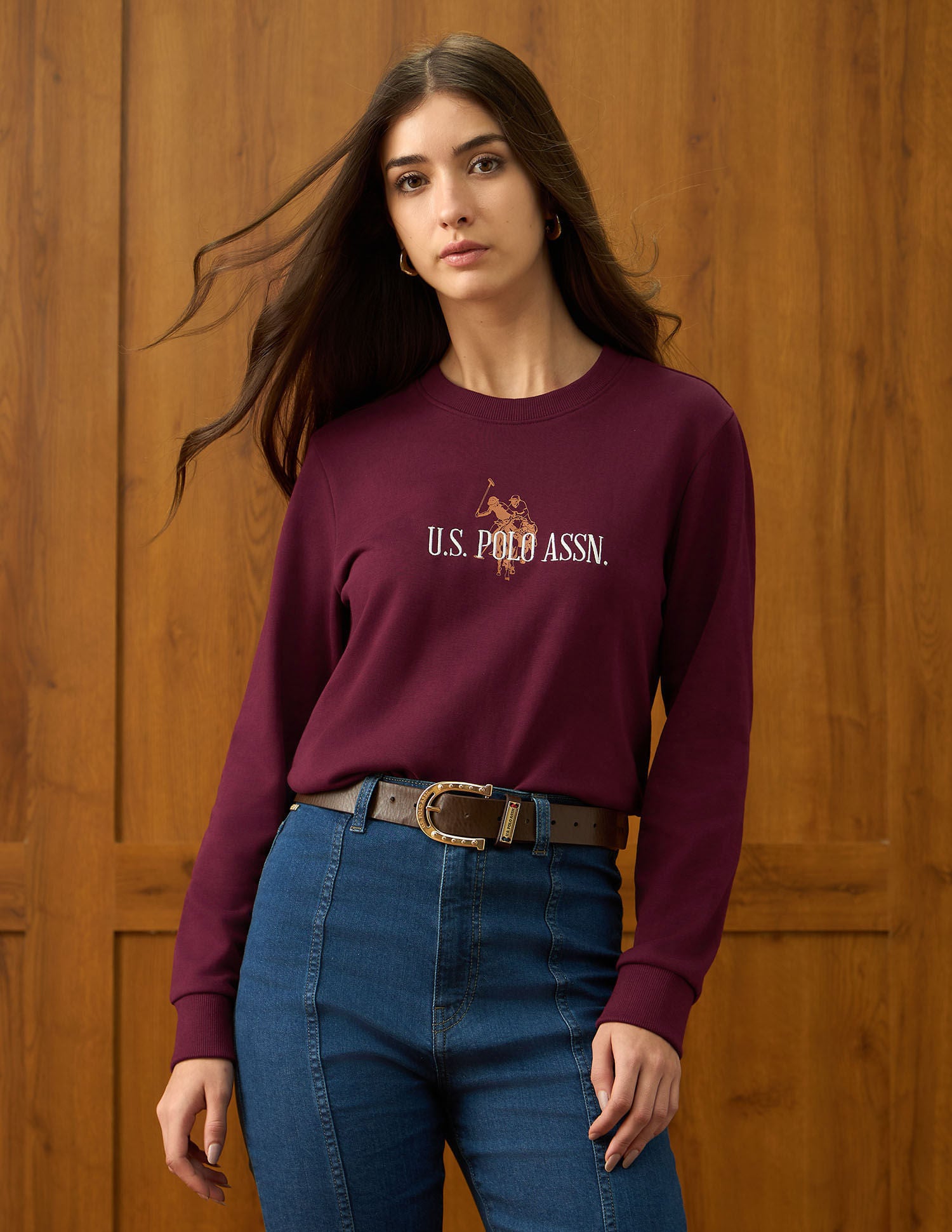 Regular Fit Brand Printed Sweatshirt Maroon - U.S. POLO ASSN. | Large
