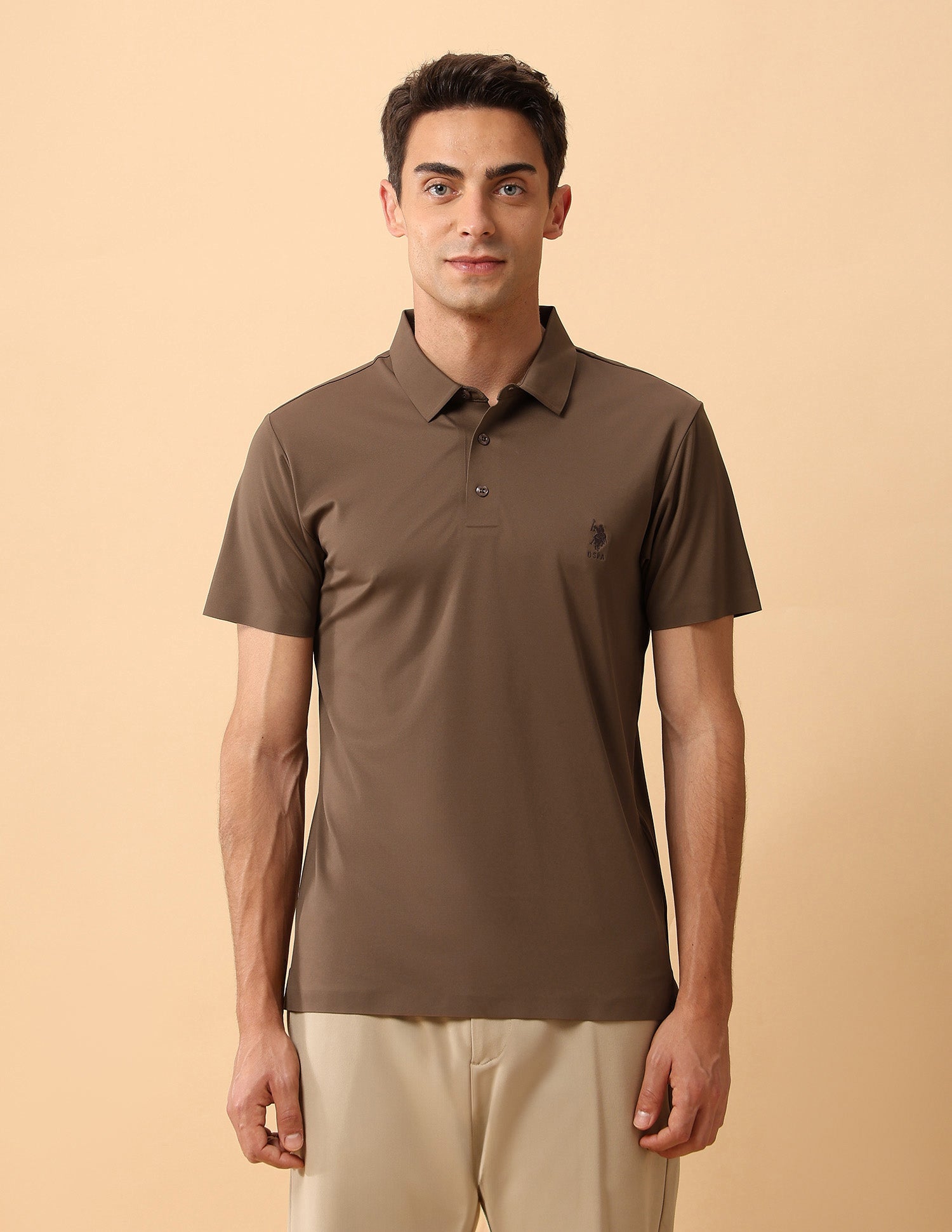 Pacho X Slim Fit Solid Polo Shirt Brown - U.S. POLO ASSN. | Large