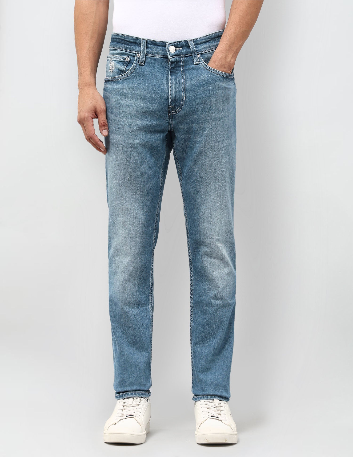 Brandon Slim Tapered Fit Blue Jeans Med Blue - U.S. POLO ASSN. | Large