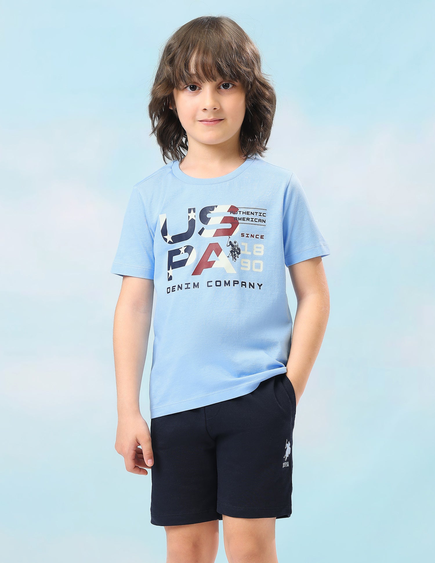 Graphic Brand Printed Regular Fit T-Shirt Blue - U.S. Polo Assn. India | Large