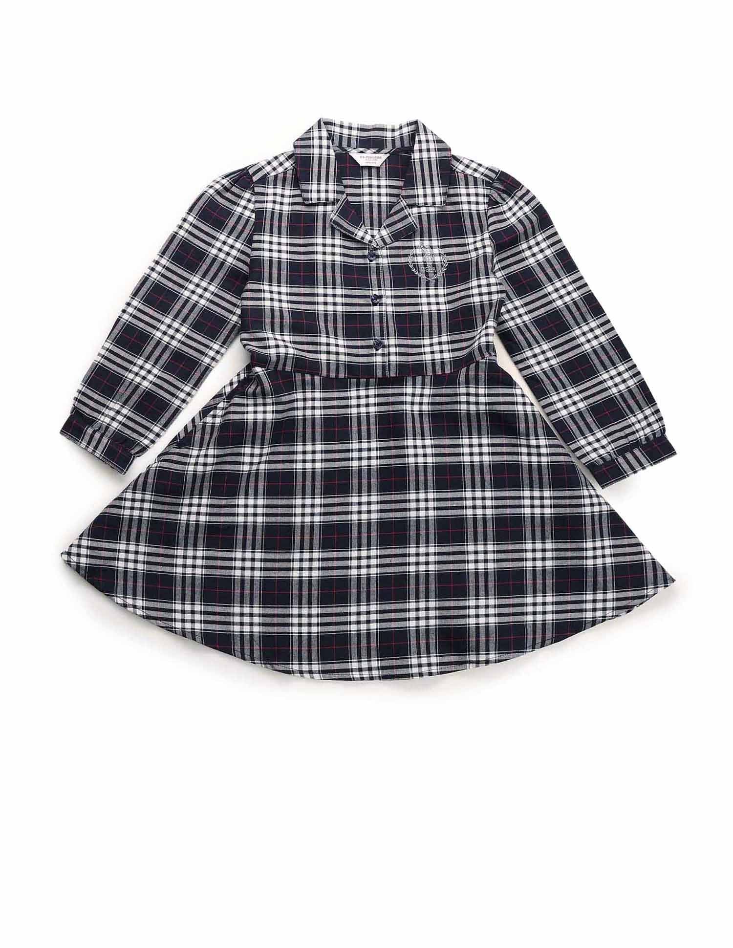 Girls Checked A-Line Dress Navy - U.S. POLO ASSN. | Large