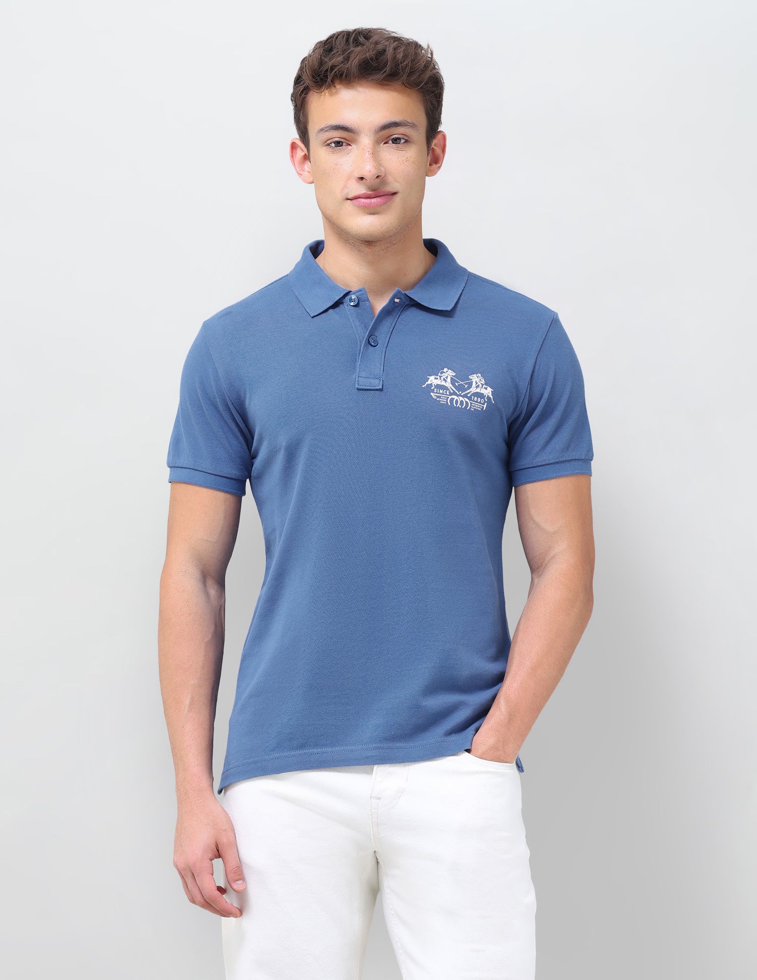 Solid Slim Fit Polo Shirt Dark Blue - U.S. Polo Assn. India | Large