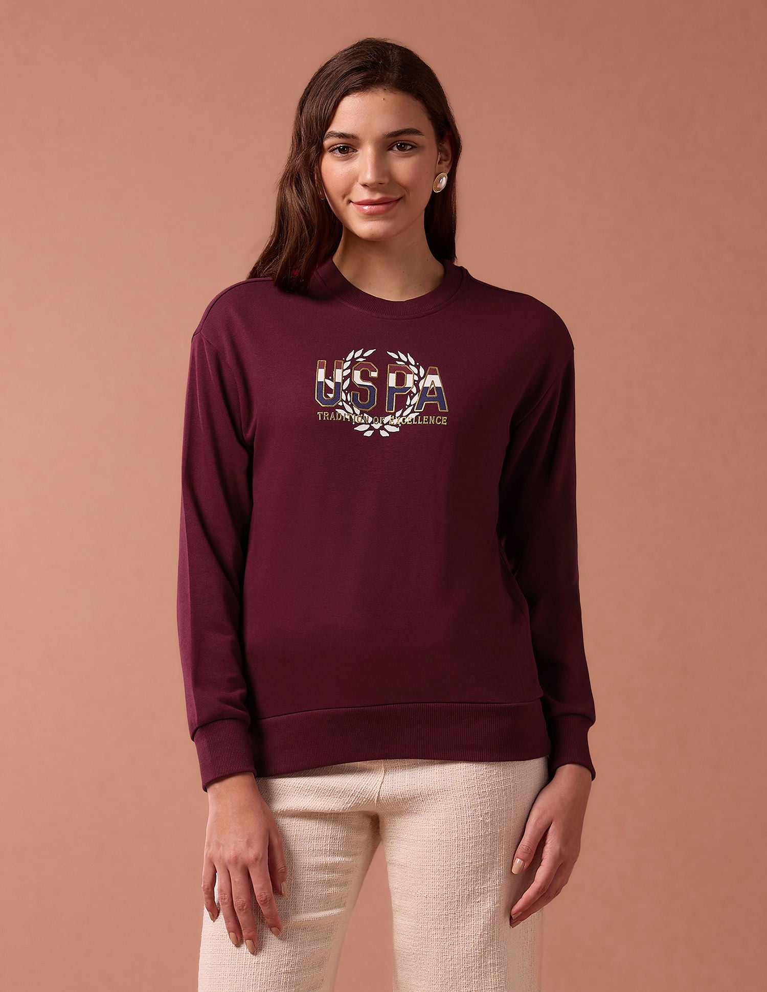 Hd Print Regular Fit Sweatshirt Maroon - U.S. POLO ASSN. | Large