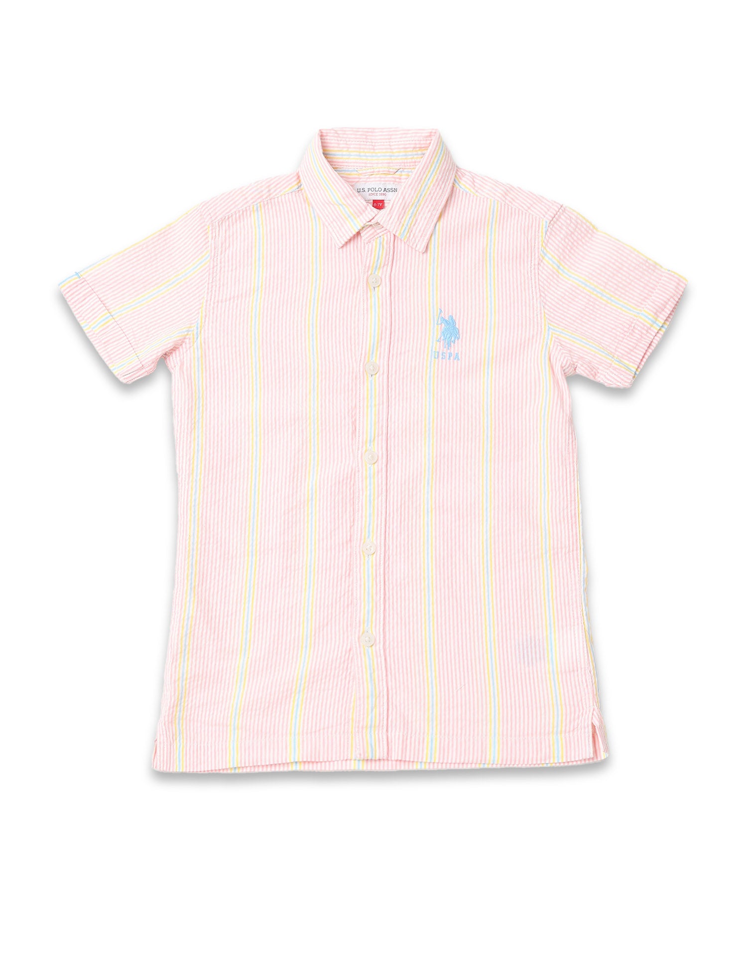 Boys Vertical Striped Boxy Fit Shirt Pink - U.S. POLO ASSN. | Large