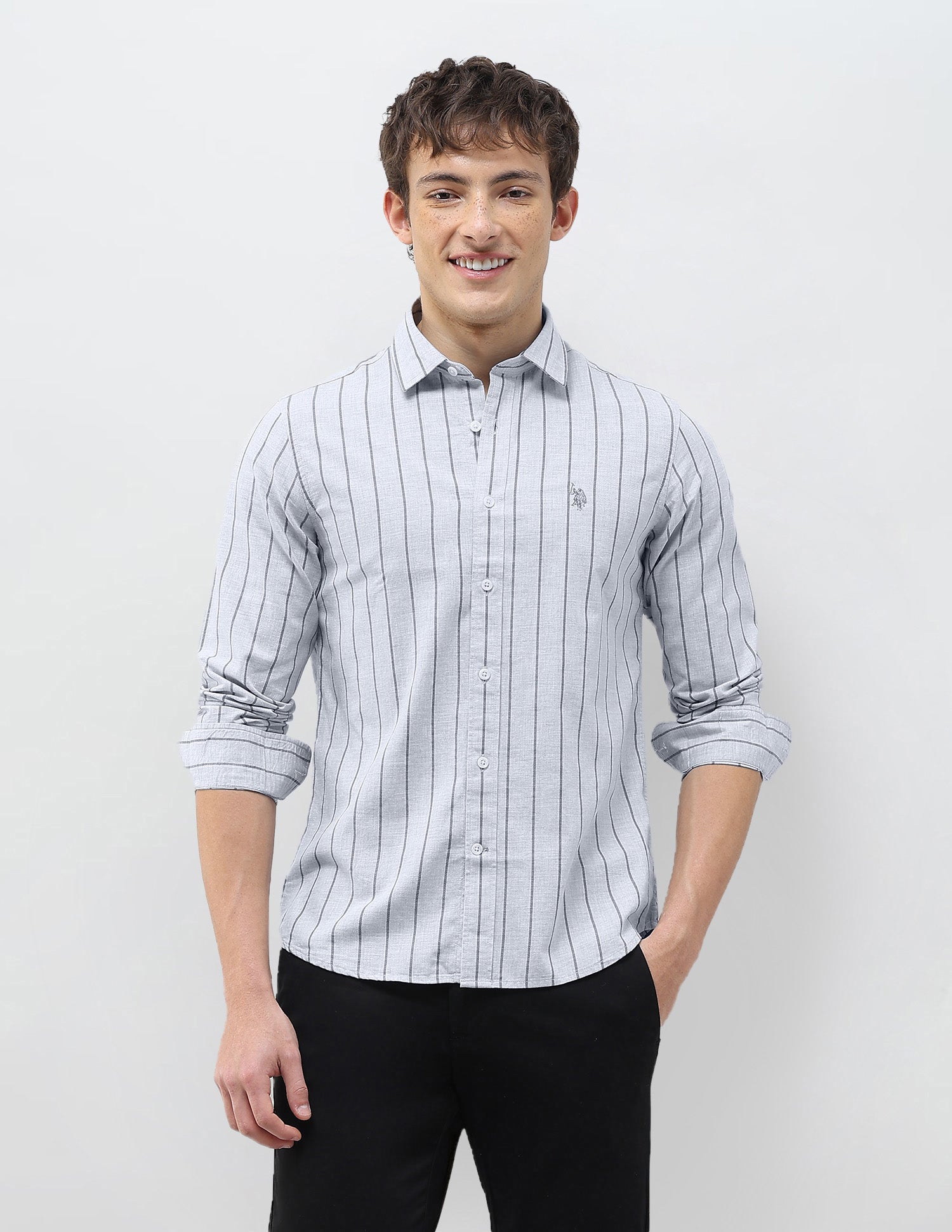 Vertical Striped Tailored Fit Shirt Blue - U.S. Polo Assn. India | Large