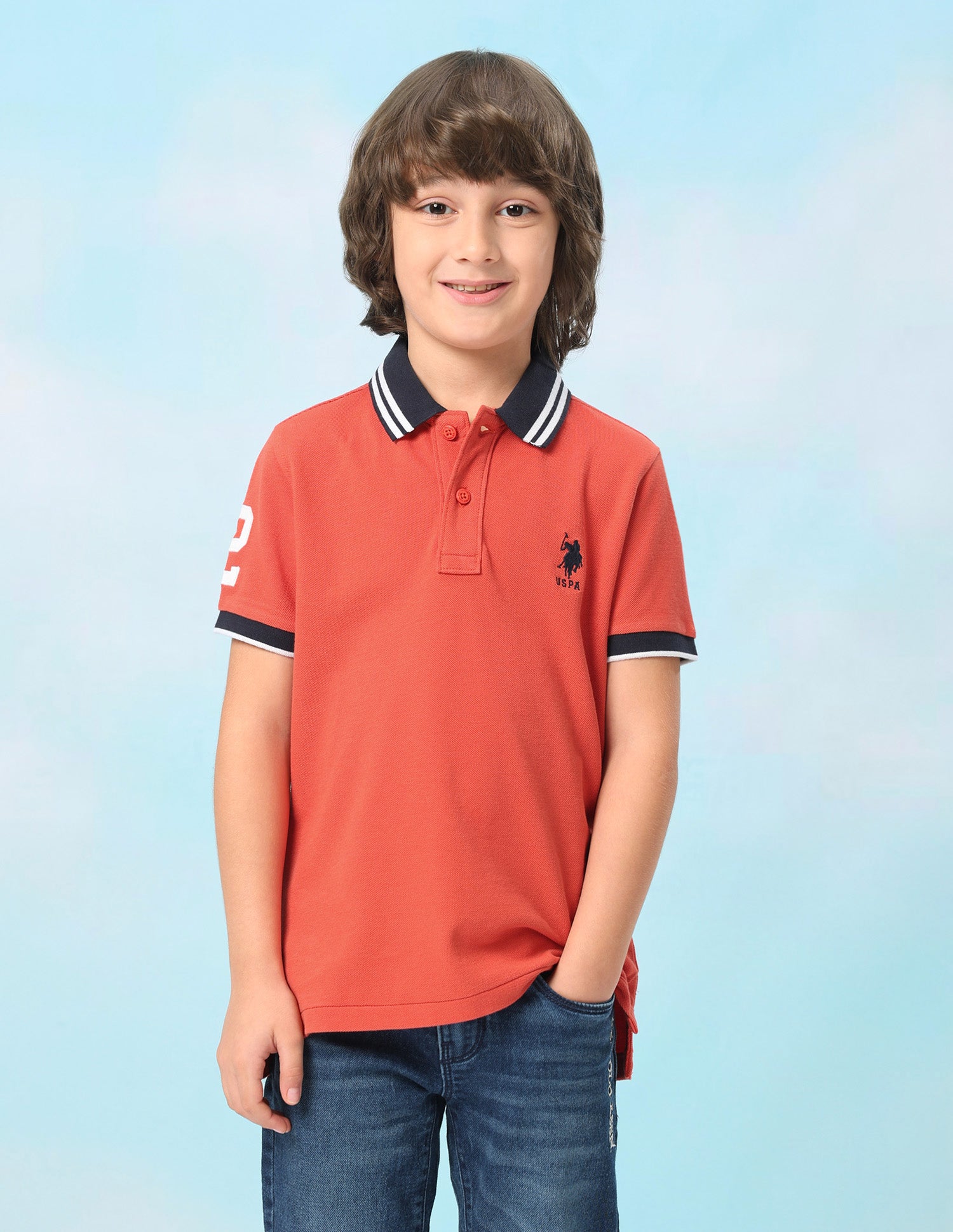 Solid Regular Fit Polo Shirt Orange - U.S. Polo Assn. India | Large