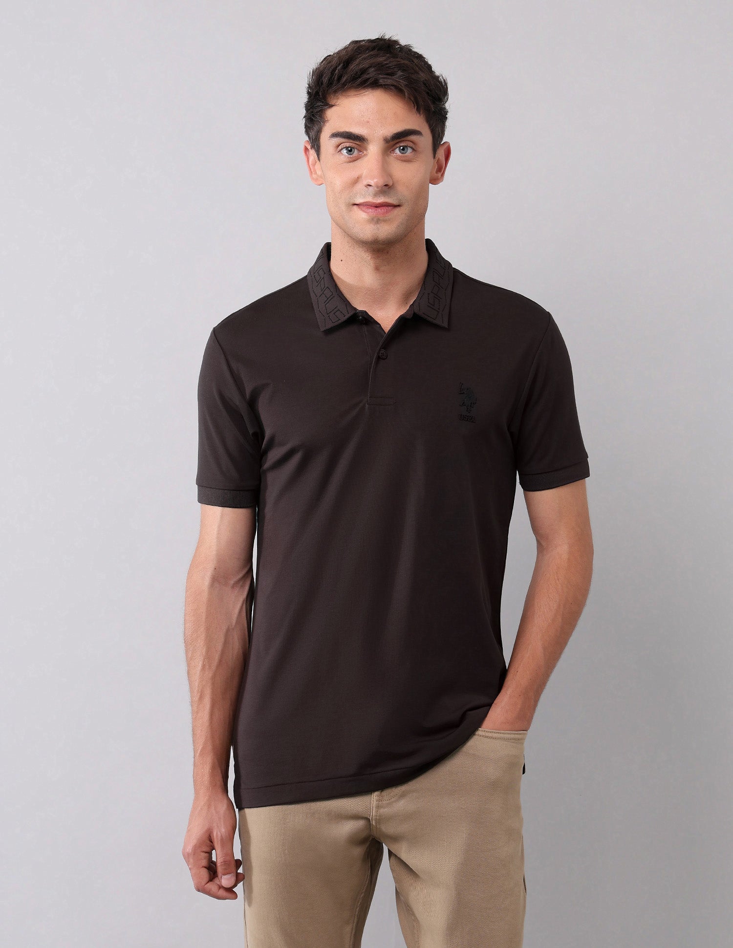Solid Muscle Fit Polo Shirt Choco - U.S. Polo Assn. India | Large