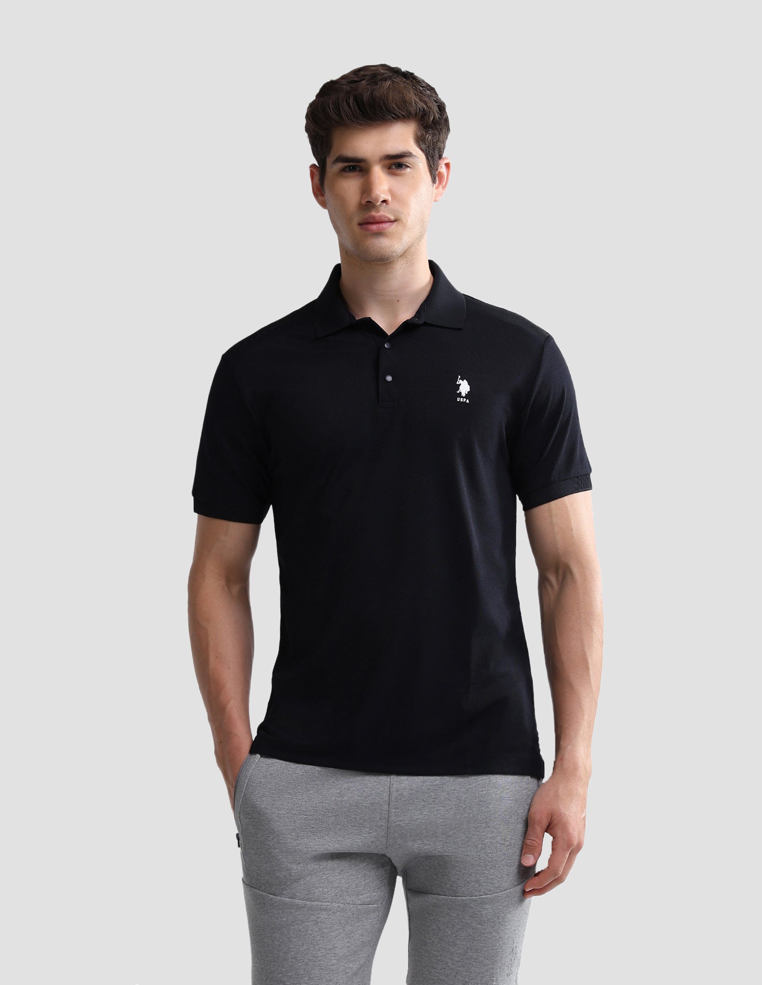 Solid Slim Fit Active Polo Shirt Navy - U.S. Polo Assn. India | Large