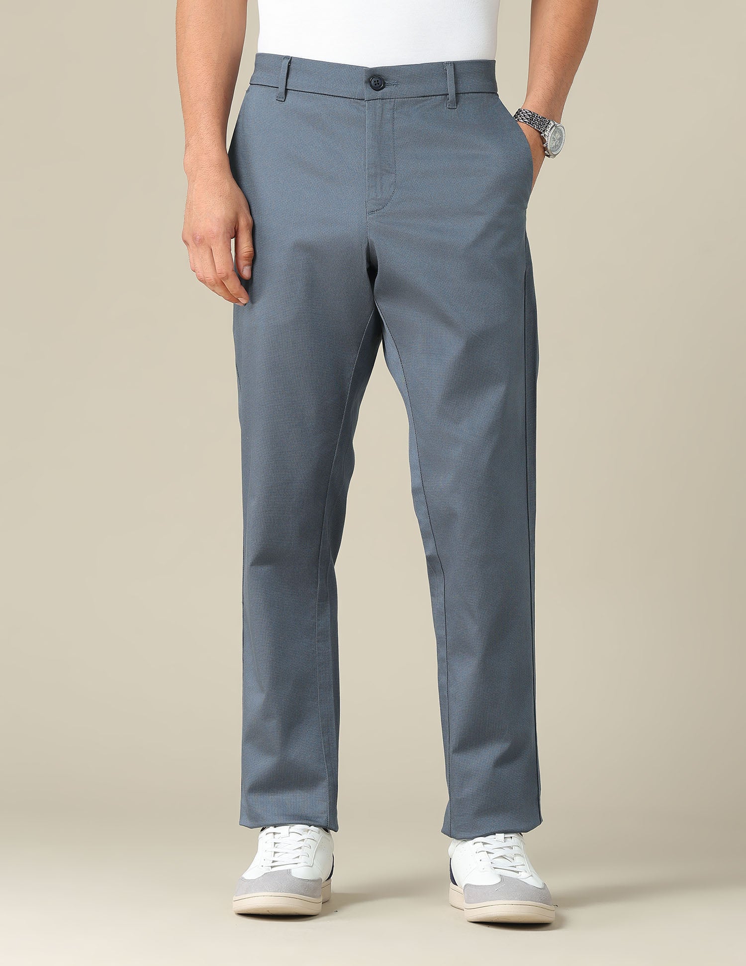 Denver Slim Fit Satin Trousers Navy - U.S. POLO ASSN. | Large