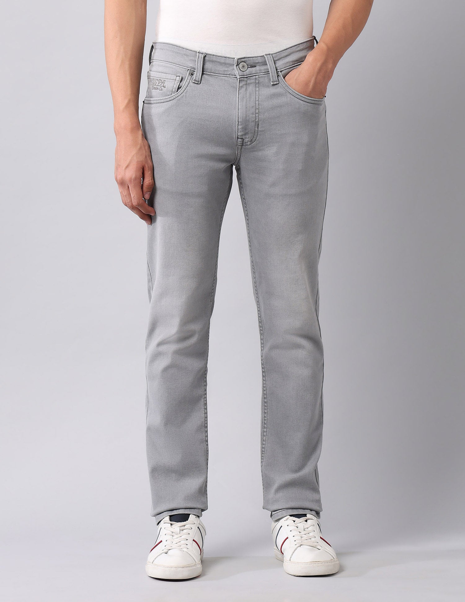 Brandon Slim Tapered Fit Grey Jeans Light Grey - U.S. Polo Assn. India | Large