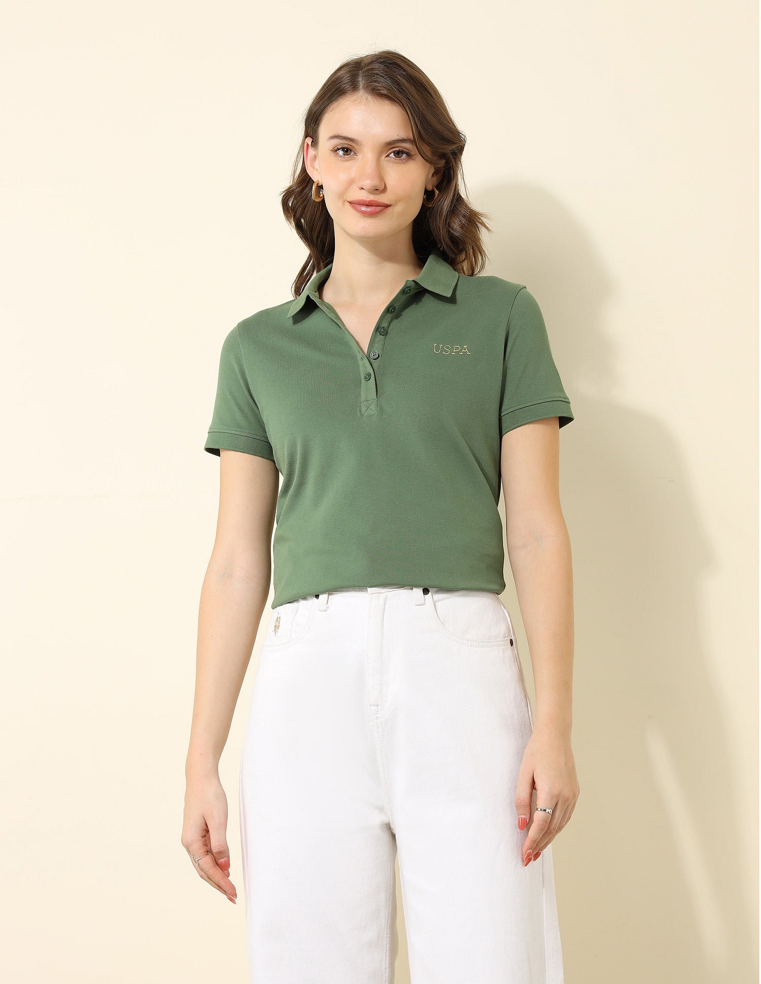 Regular Fit Solid Polo Shirt Light Olive - U.S. POLO ASSN. | Large