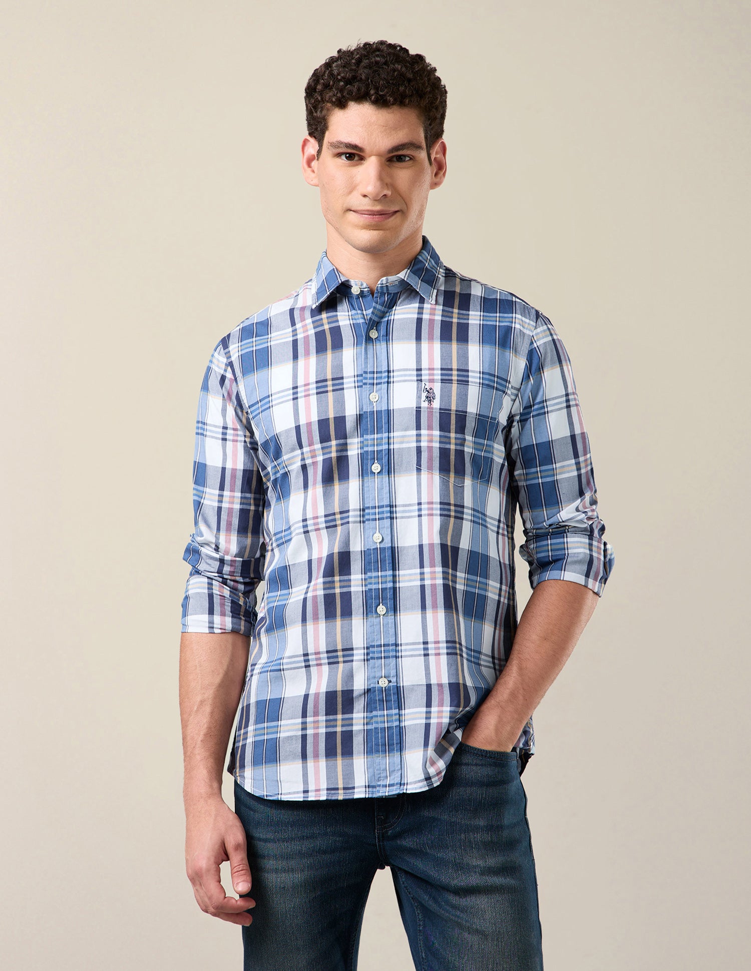 Plaid Checked Tailored Fit Shirt navy - U.S. Polo Assn. India | Large
