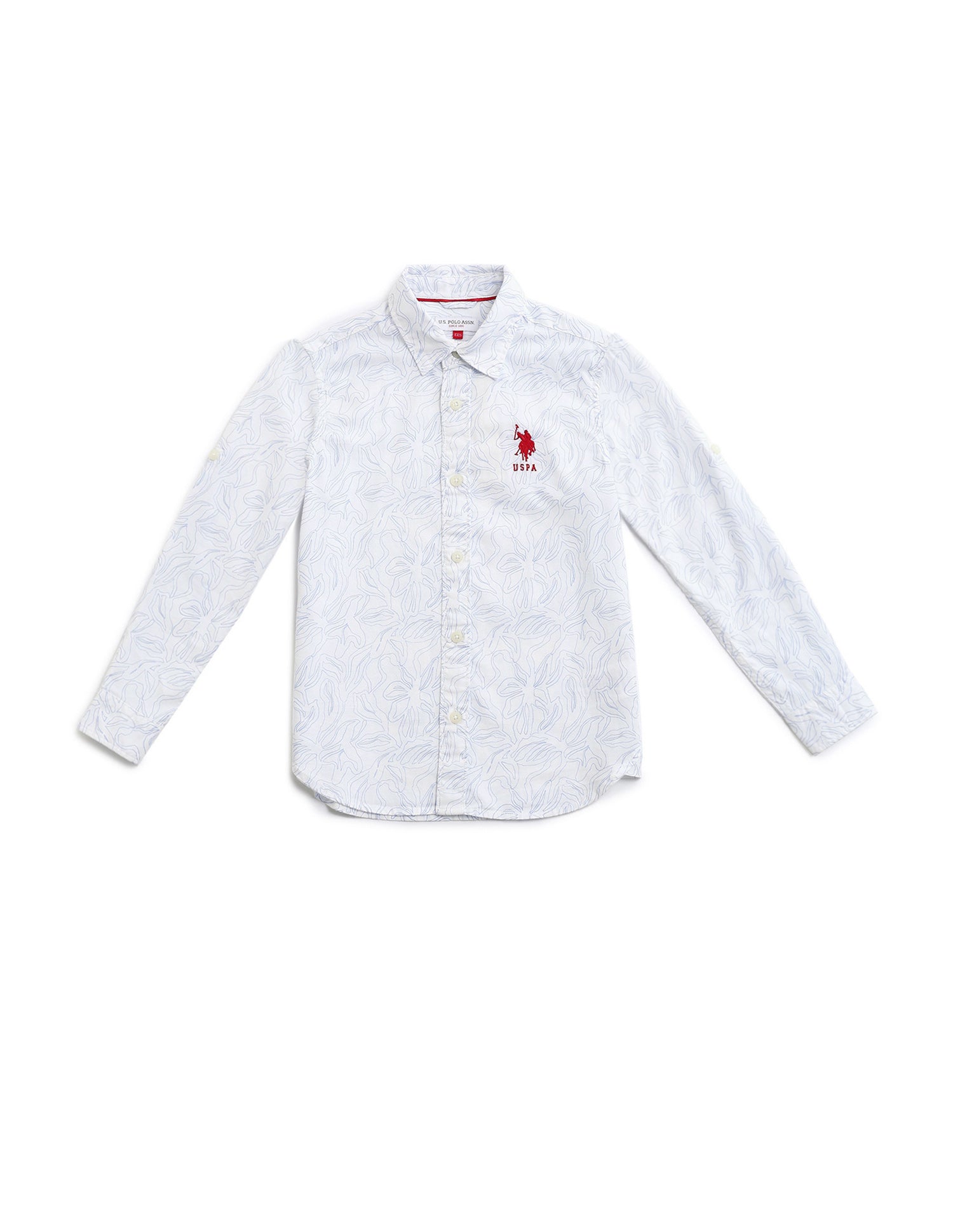 Boys Regular Fit Regular Weave Floral Shirt White - U.S. Polo Assn. India | Large
