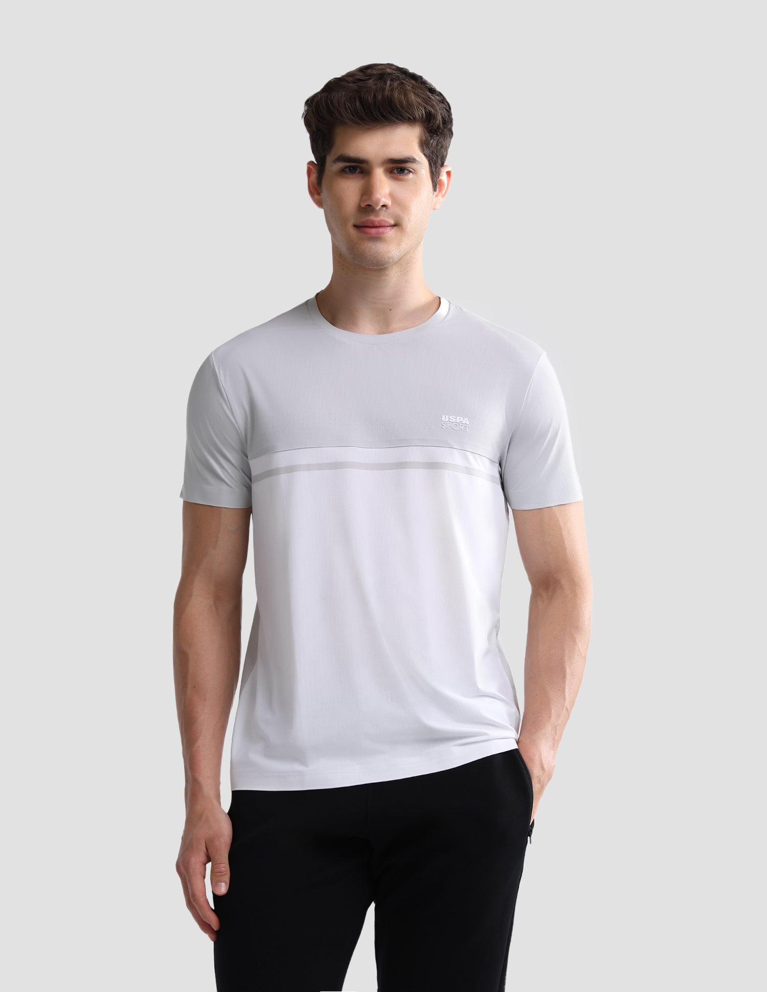 Colourblocked Slim Fit Active T-Shirt Grey - U.S. Polo Assn. India | Large