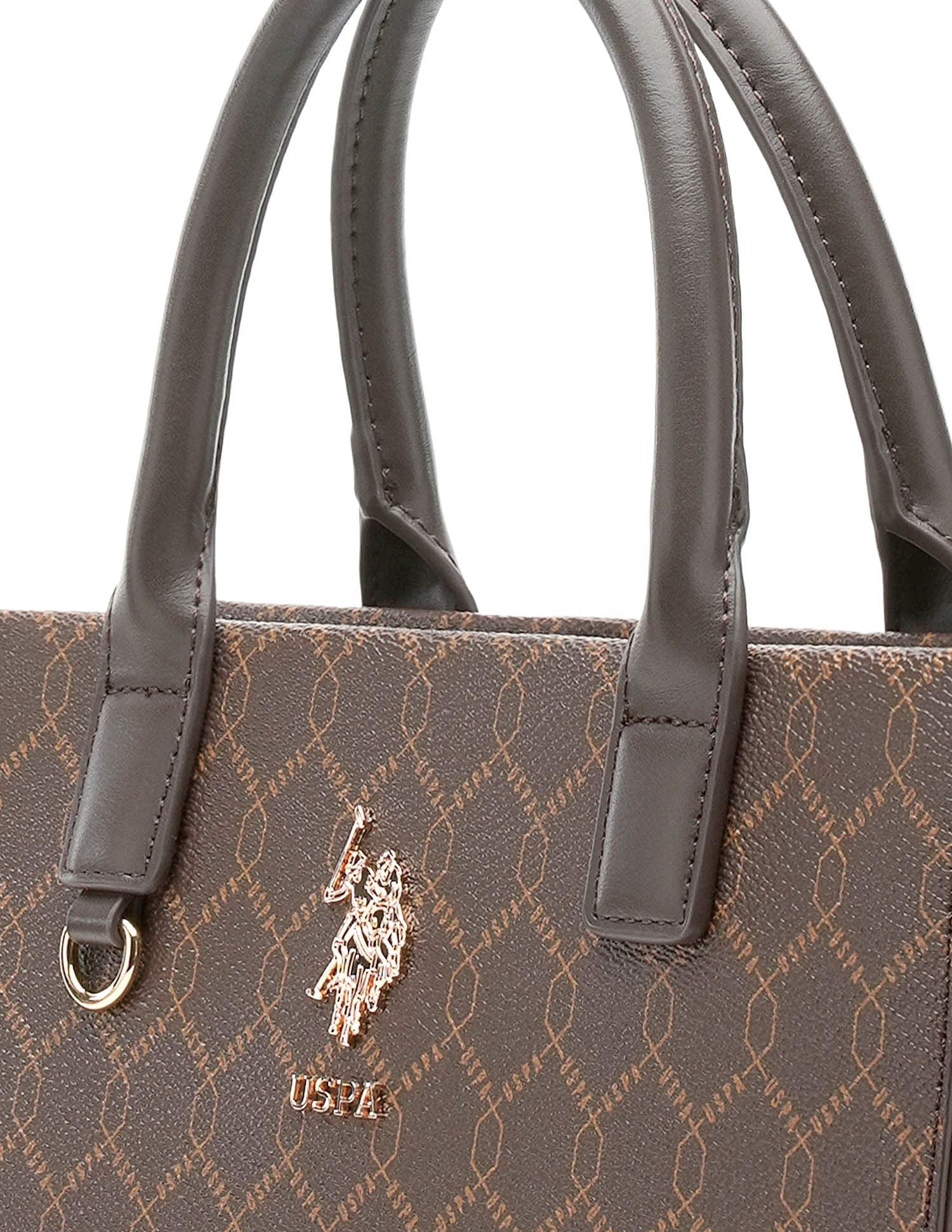 Scarlet Monogram Tote Handbag Brown - U.S. POLO ASSN. | Large