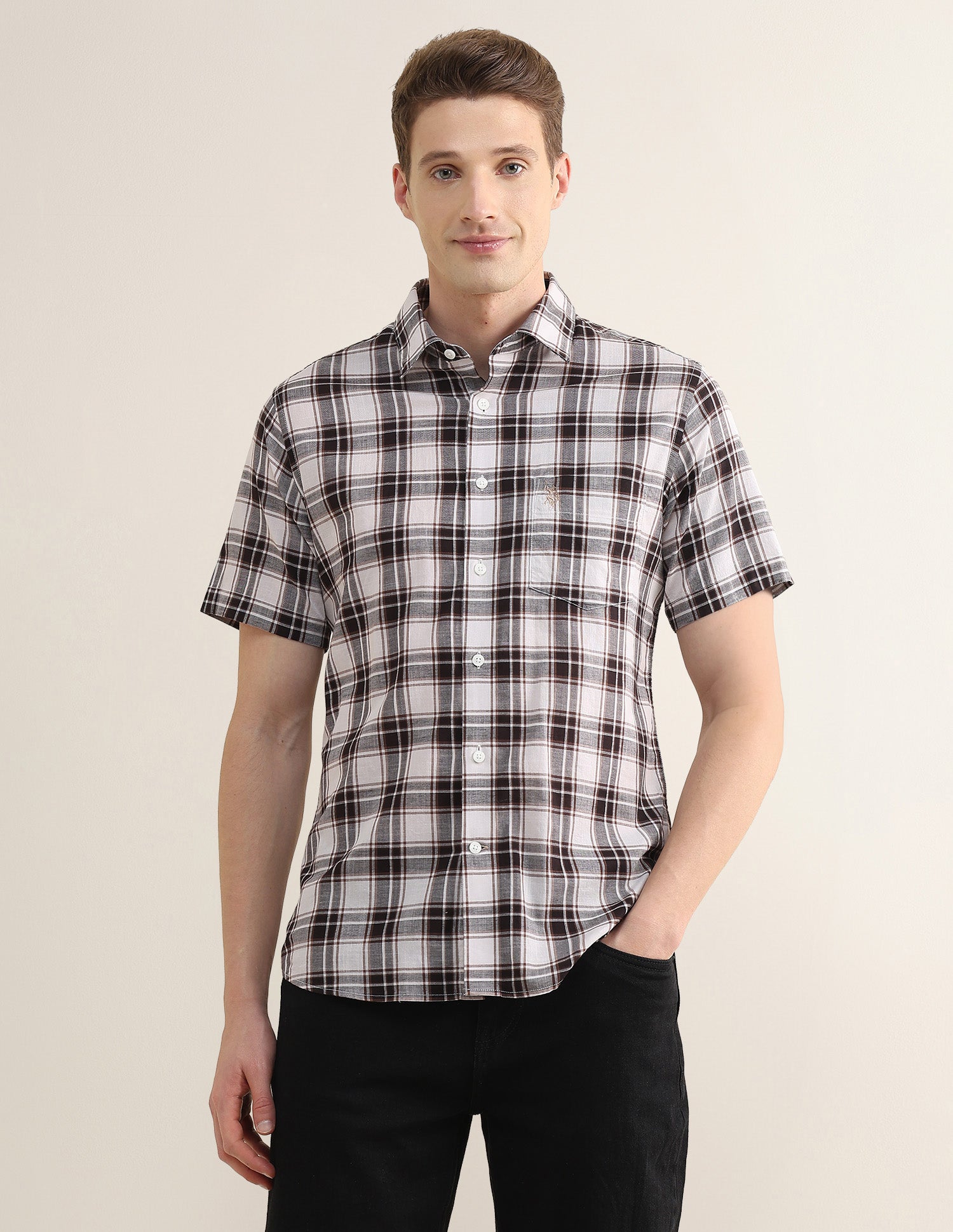 Plaid Checked Regular Fit Shirt Dark Brown - U.S. Polo Assn. India | Large
