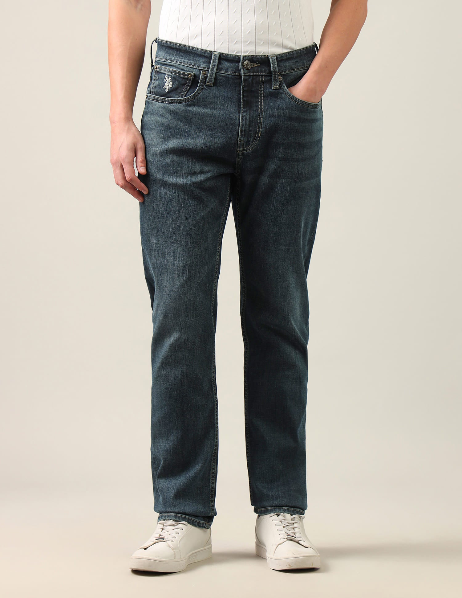Harold Slim Straight Fit Blue Jeans Blue - U.S. Polo Assn. India | Large