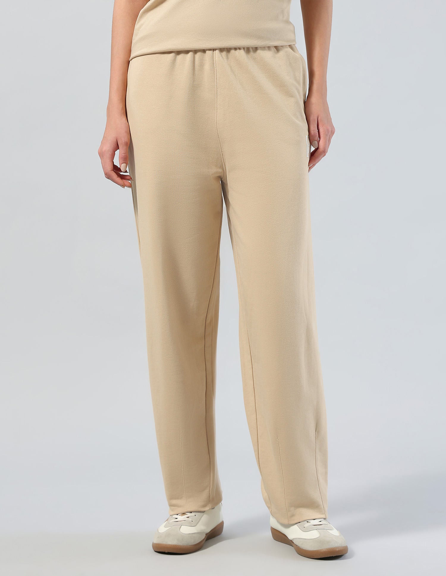 Mid Rise Barrel Fit Lounge Trousers Beige - U.S. POLO ASSN. | Large