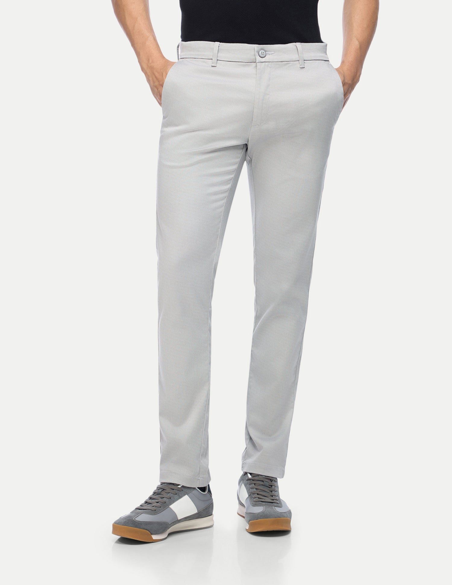 Denver Slim Fit Satin Trousers Light Grey - U.S. Polo Assn. India | Large