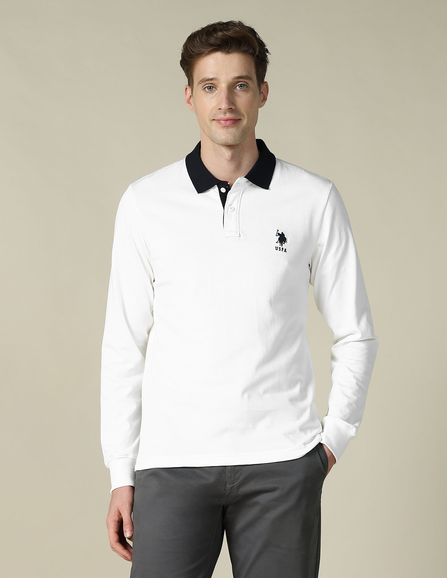 Solid Regular Fit Polo Shirt White - U.S. POLO ASSN. | Large