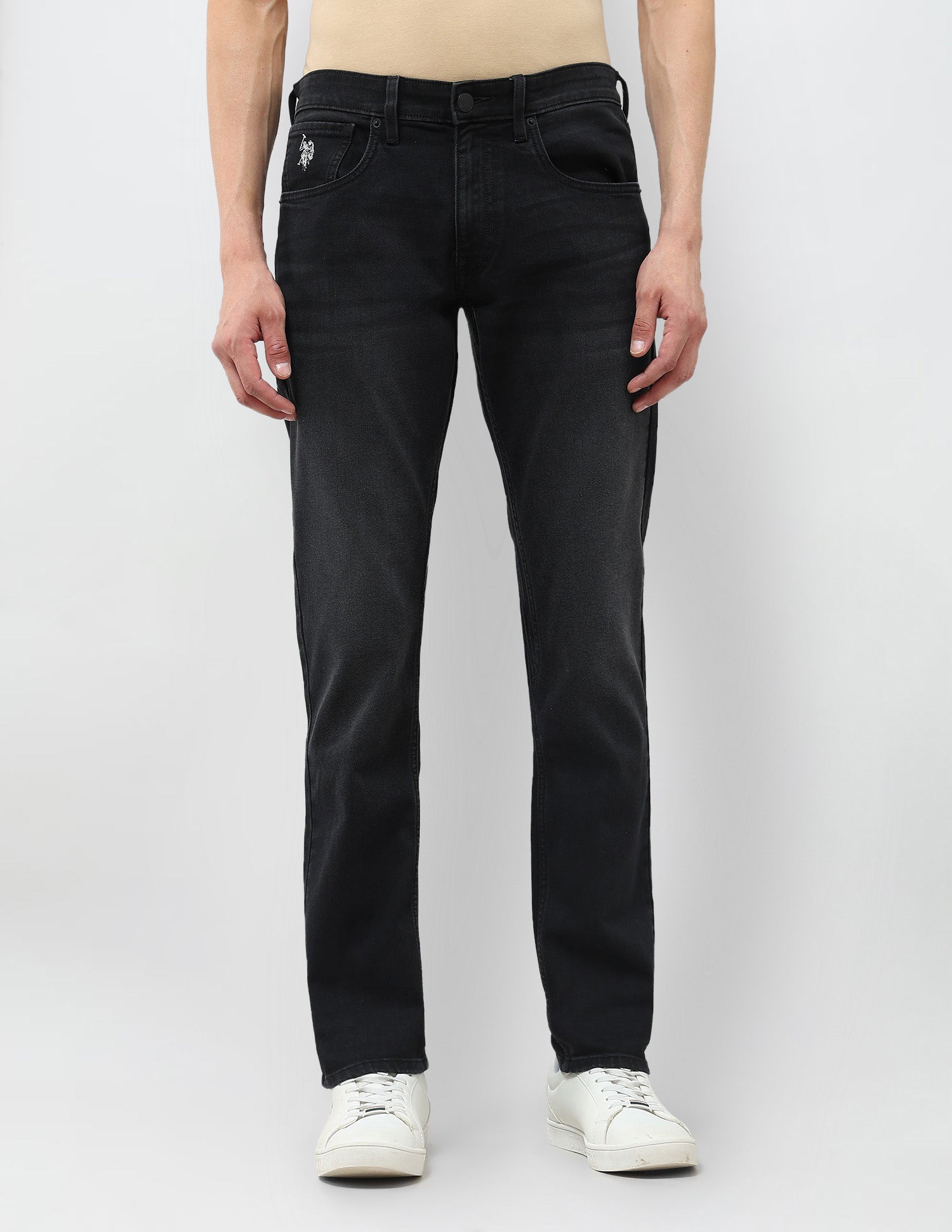 Brandon Slim Tapered Fit Whiskered Jeans Black - U.S. POLO ASSN. | Large