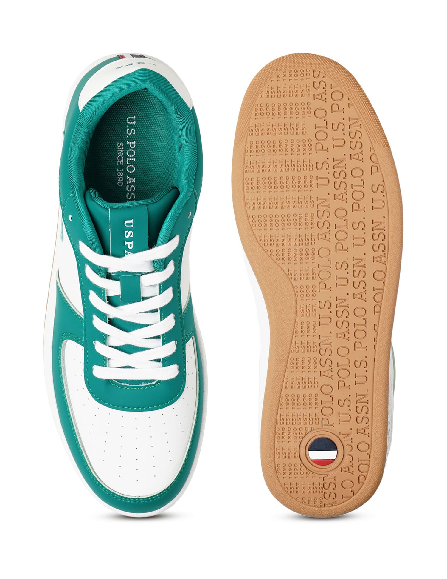 Men Rein Green Retro Court Sneakers Green - U.S. Polo Assn. India | Large