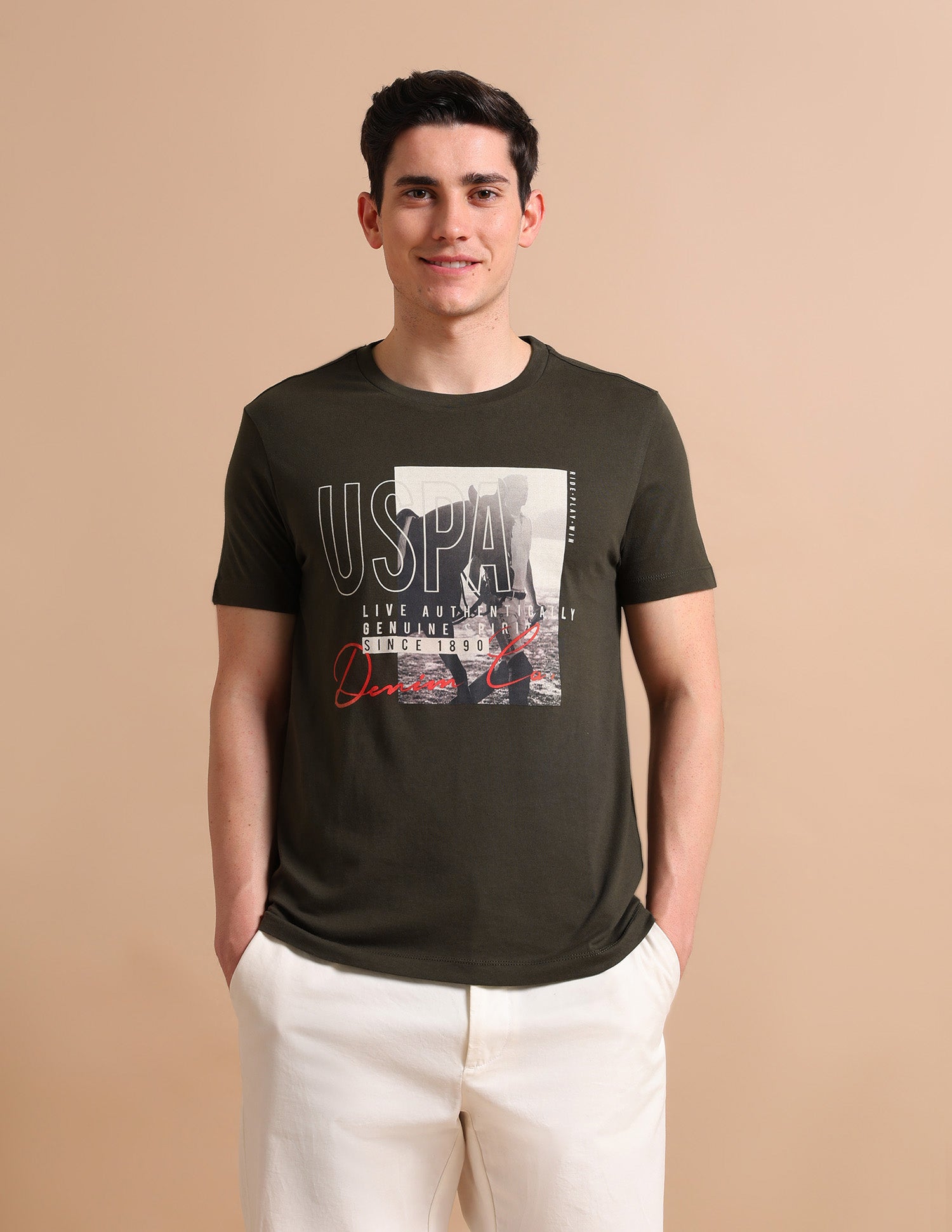 Photo Print T-Shirt Olive - U.S. POLO ASSN. | Large