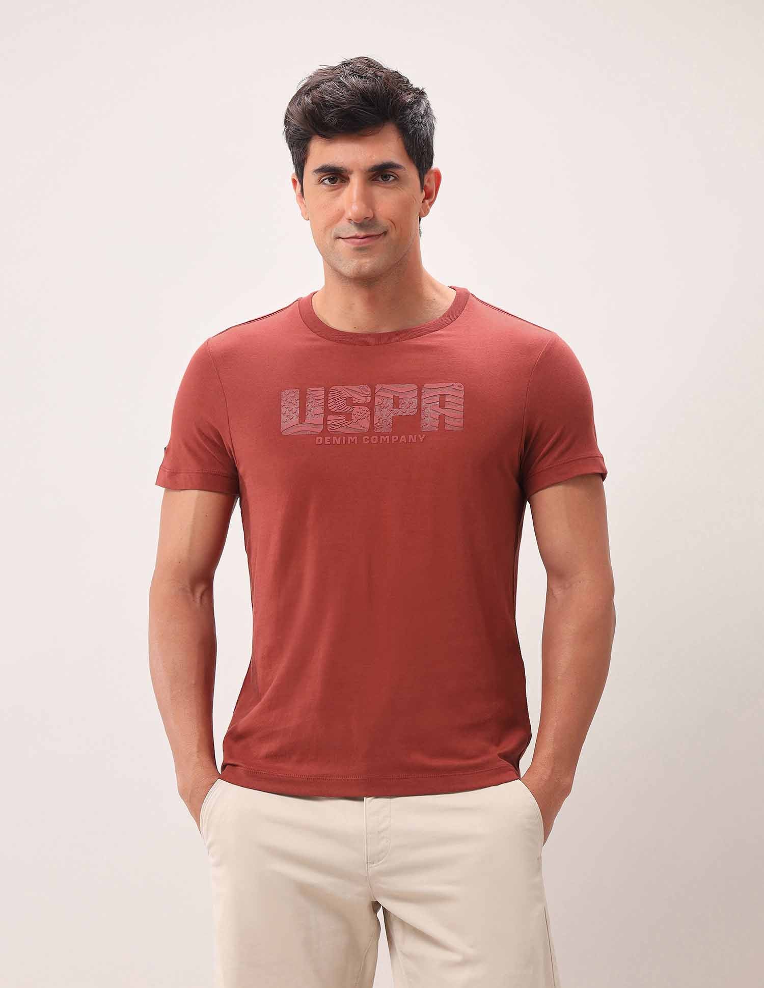 Brand Printed Muscle Fit T-Shirt Rust - U.S. Polo Assn. India | Large