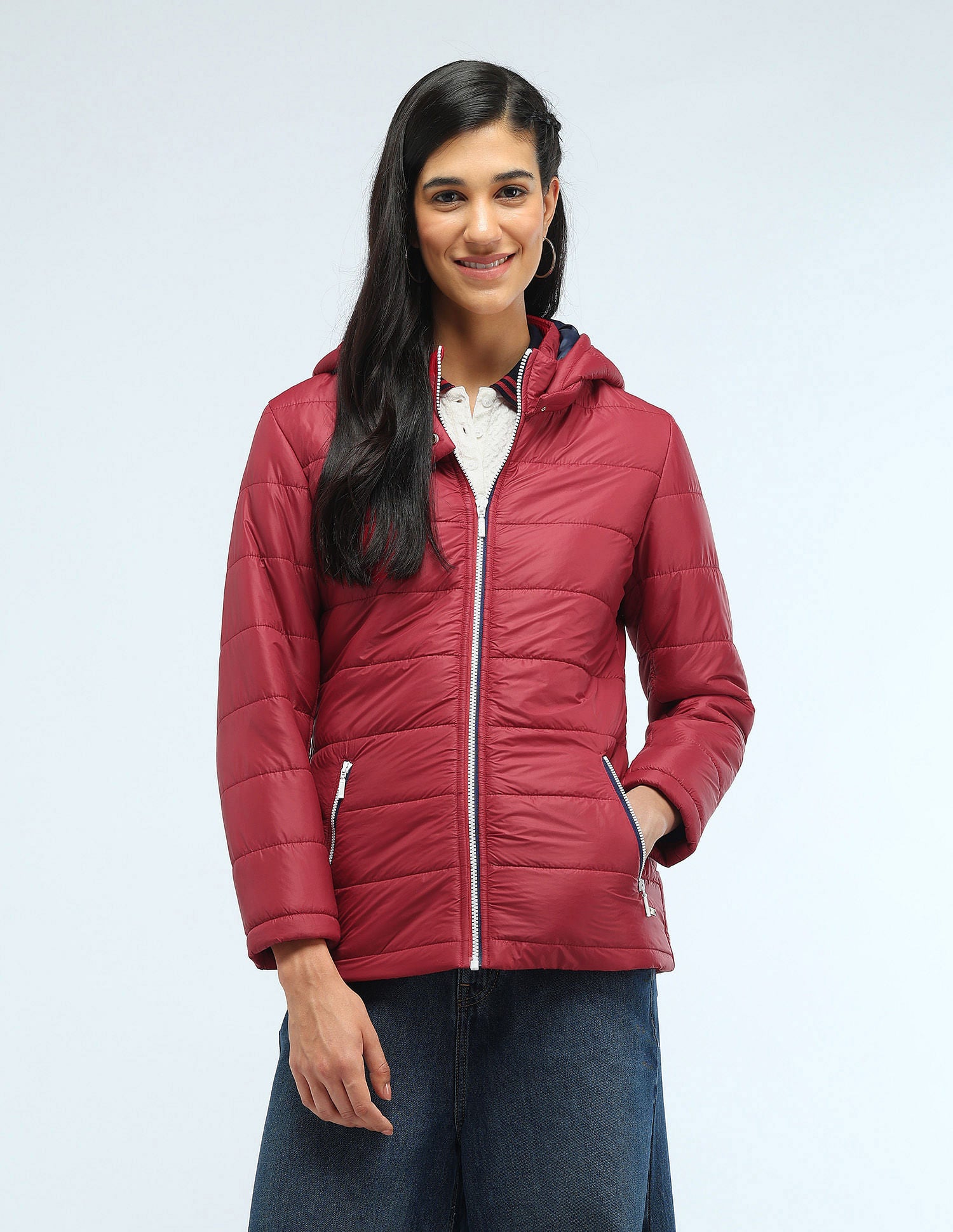 Hooded Solid Padded Jacket Maroon - U.S. POLO ASSN. | Large