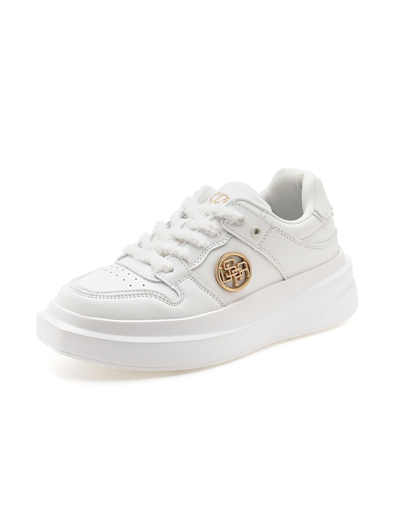 Textured Burna Metallic Logo Sneakers White - U.S. POLO ASSN. | Large