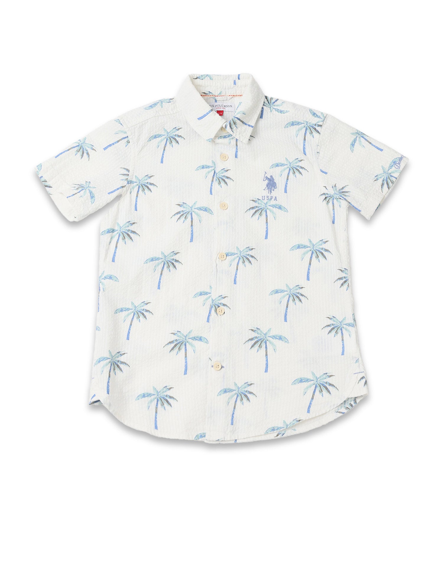 Boys Tropical Printed Boxy Fit Shirt Ecru - U.S. POLO ASSN. | Large