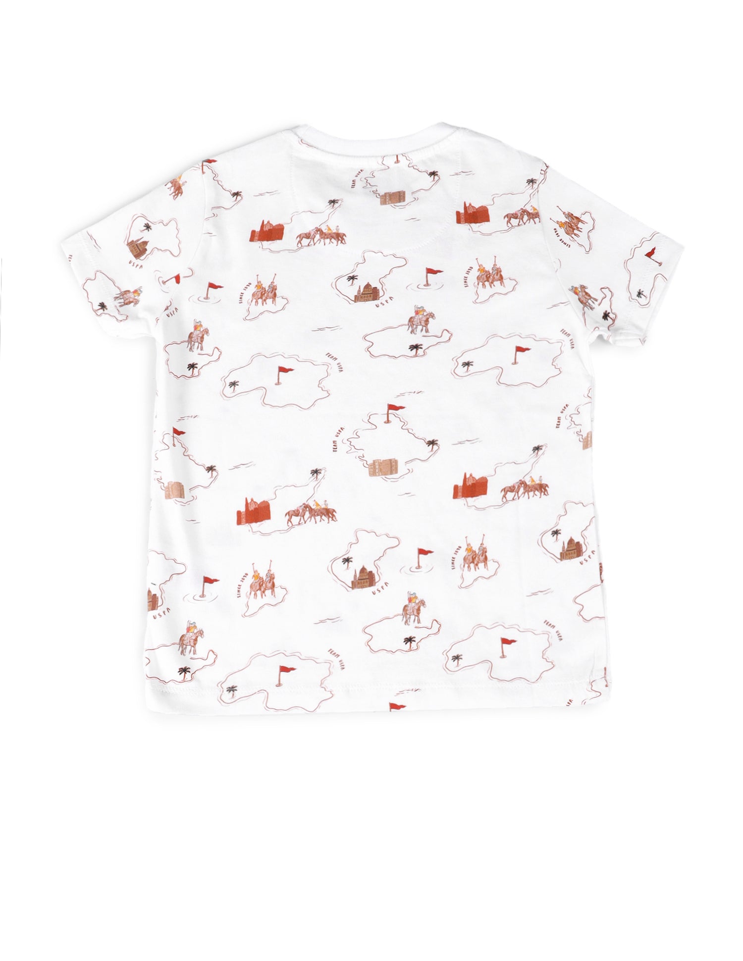 Boys All Over Printed Regular Fit T-Shirt White - U.S. POLO ASSN. | Large