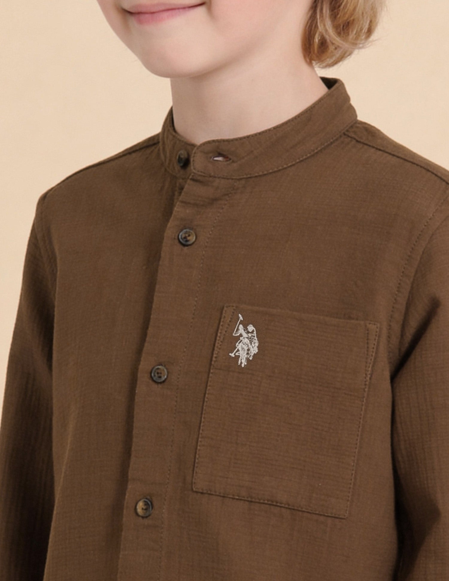 Solid Regular Fit Shirt Brown - U.S. Polo Assn. India | Large