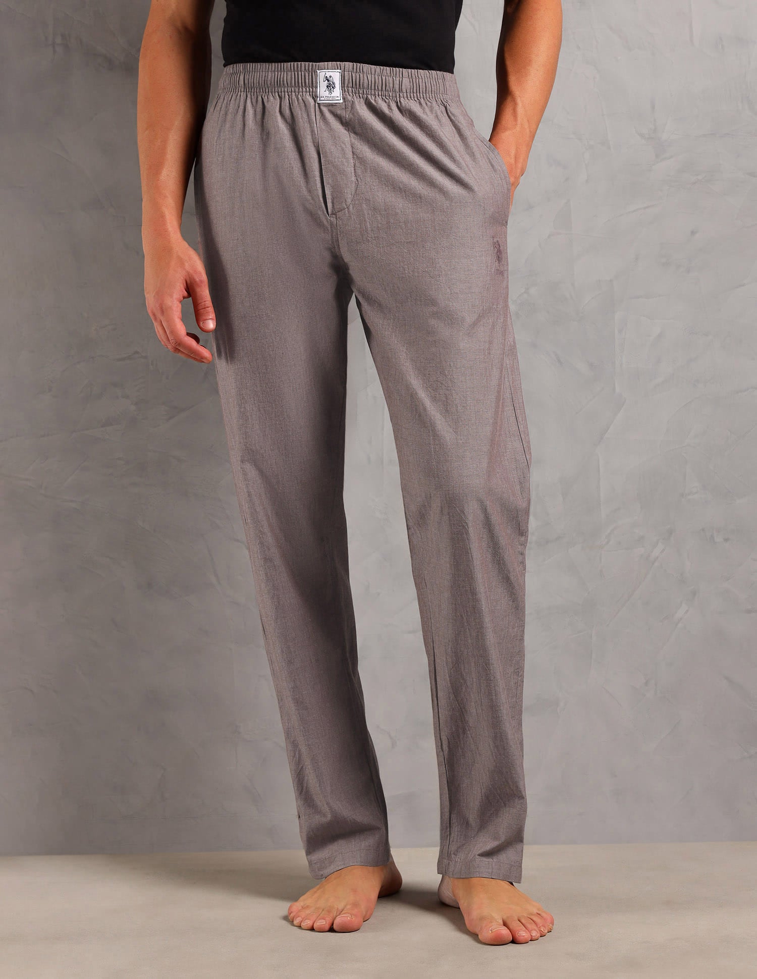 Heathered Pure Cotton I658 Lounge Pants - Pack Of 1 Maroon Chambray - U.S. Polo Assn. India | Large