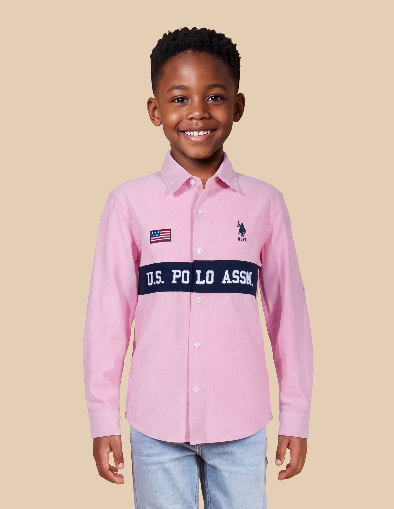 Brand Embroidered Regular Fit Shirt Pink - U.S. Polo Assn. India | Large