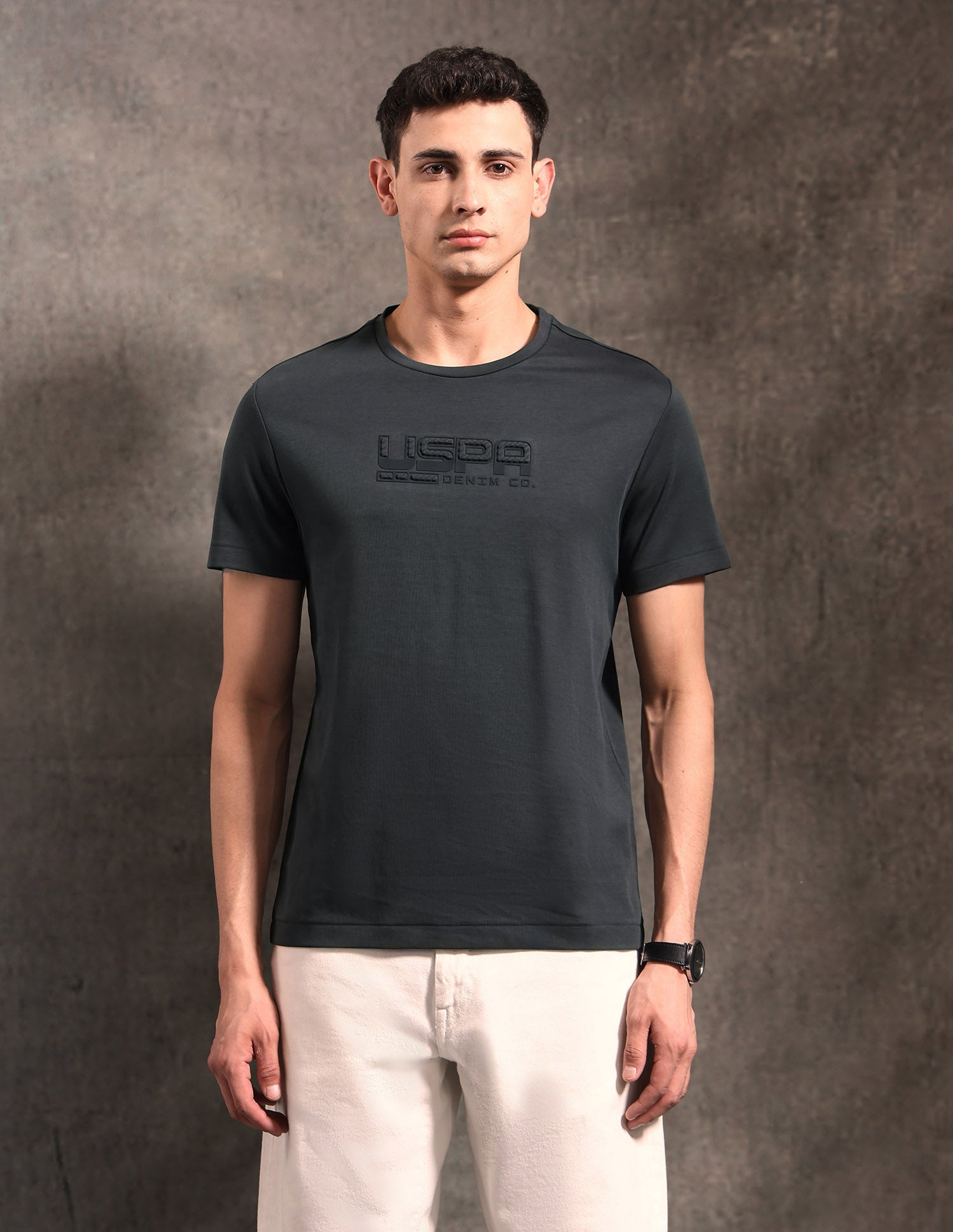 Brand Embossed Black & Gold T-Shirt Dark Grey - U.S. POLO ASSN. | Large