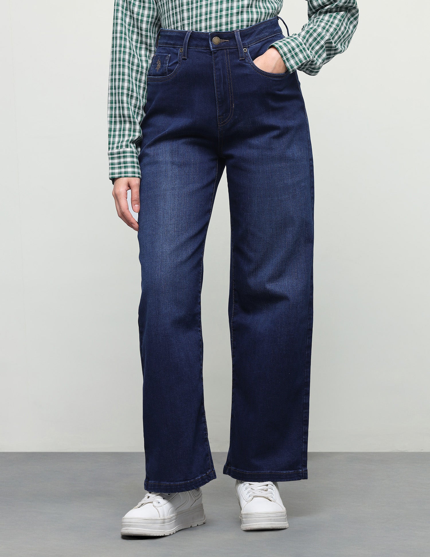 Wide Leg Fit Blue Jeans Dark Blue - U.S. Polo Assn. India | Large