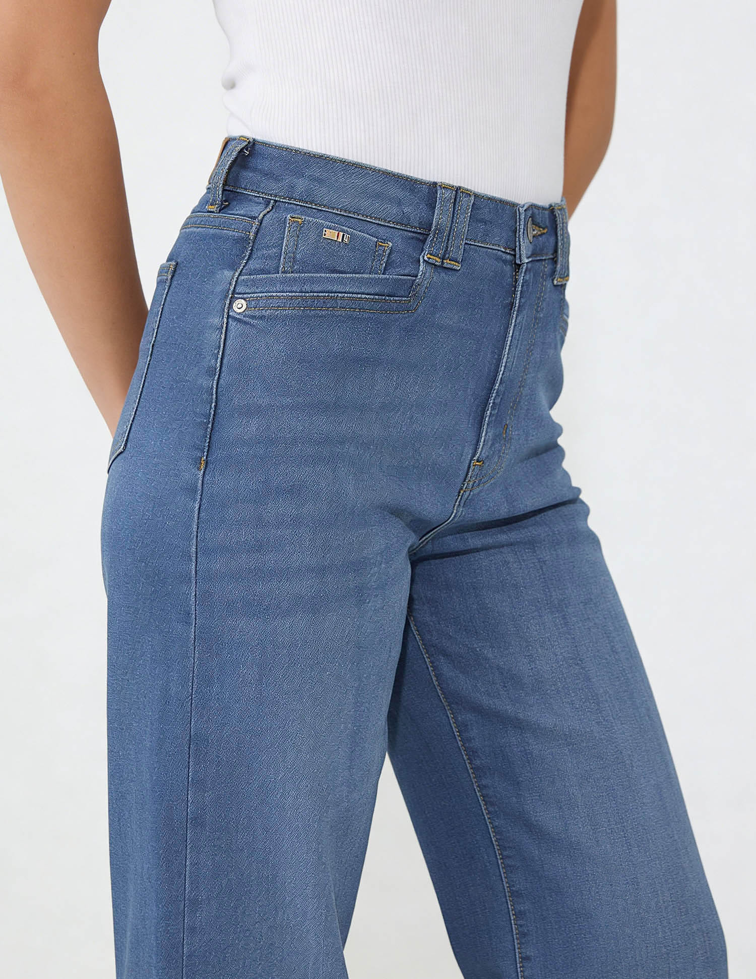 High Rise Wide Leg Jeans Blue - U.S. Polo Assn. India | Large