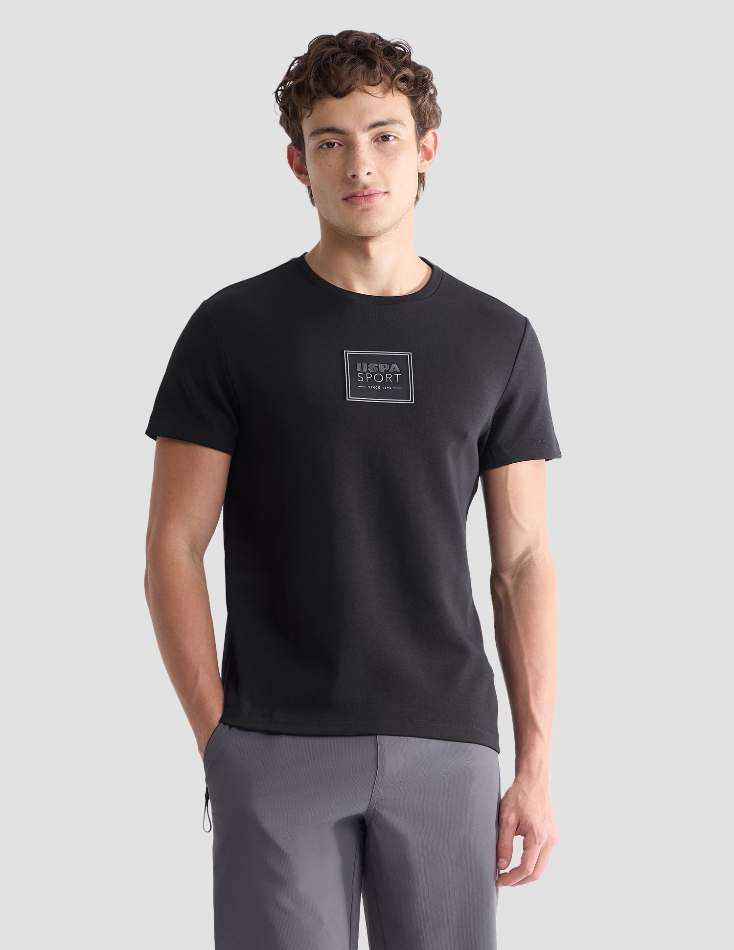 Solid Slim Fit Active T-Shirt Black - U.S. Polo Assn. India | Large