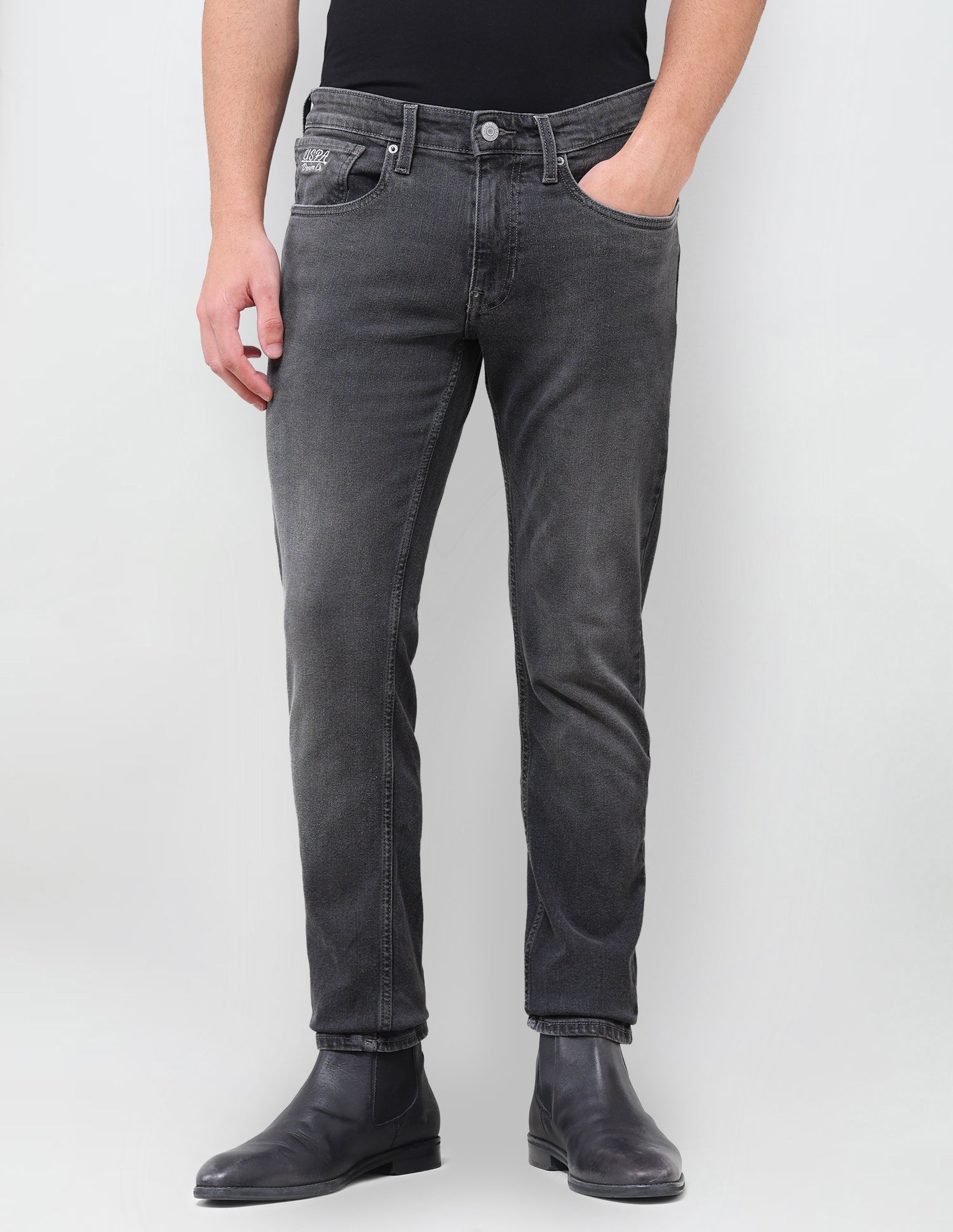 Brandon Slim Tapered Fit Grey Jeans Grey - U.S. Polo Assn. India | Large