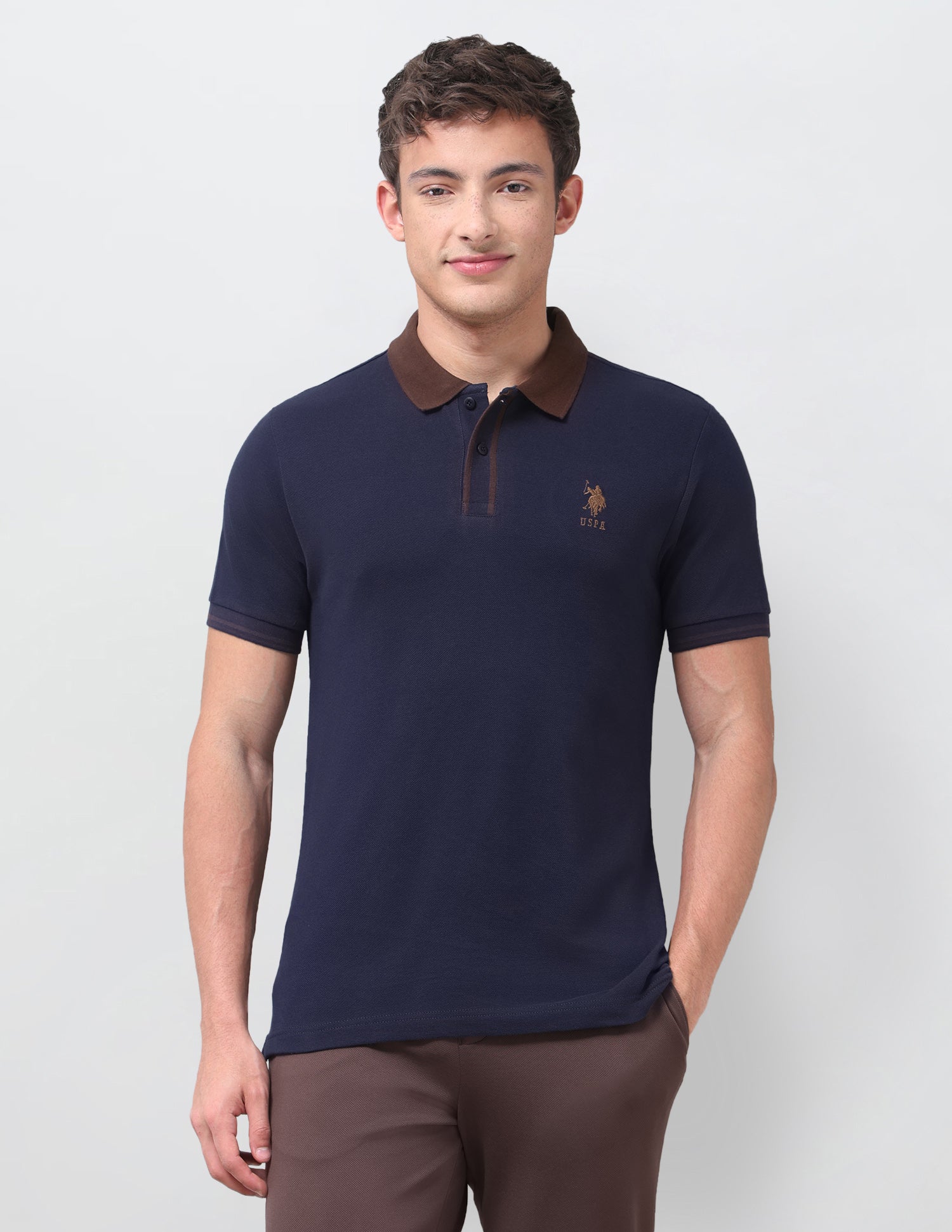 Solid Regular Fit Polo Shirt Navy - U.S. Polo Assn. India | Large