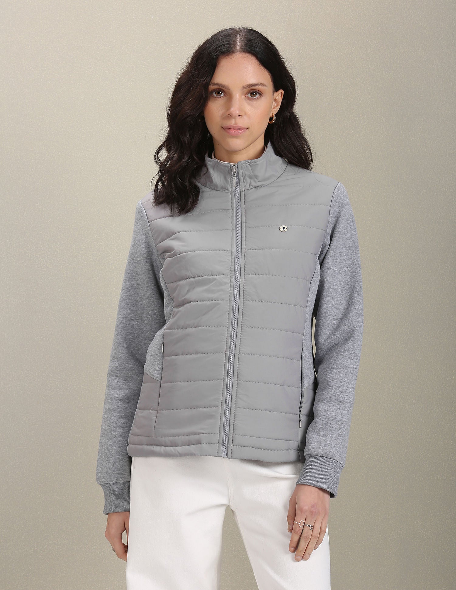 High Neck Puffer Jacket Grey - U.S. Polo Assn. India | Large