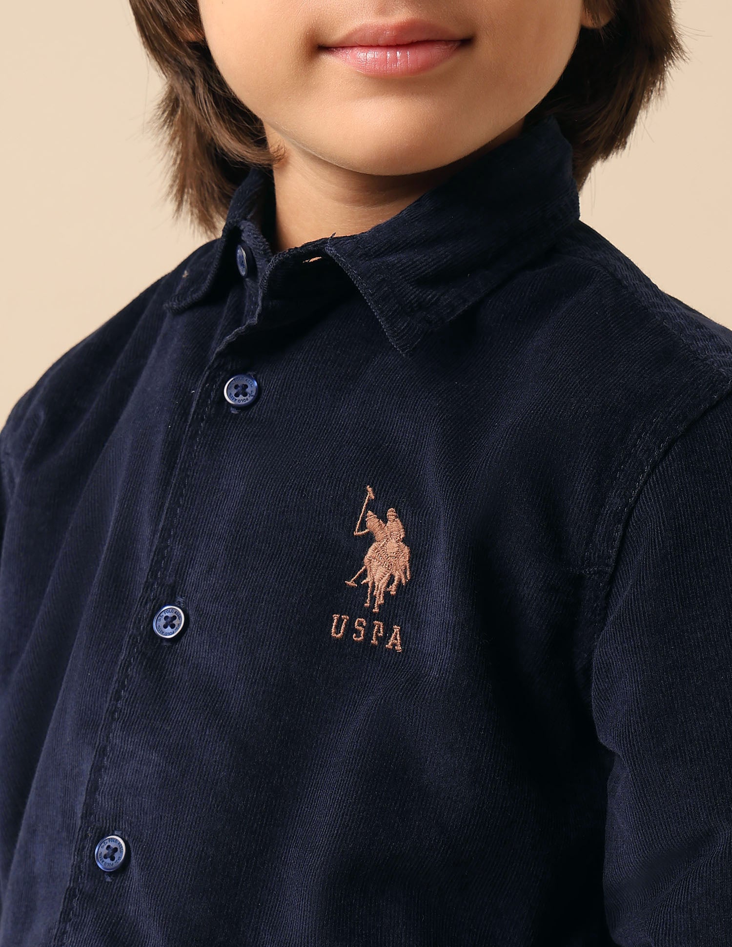 Boys Textured Pure Cotton Shirt Navy - U.S. POLO ASSN. | Large