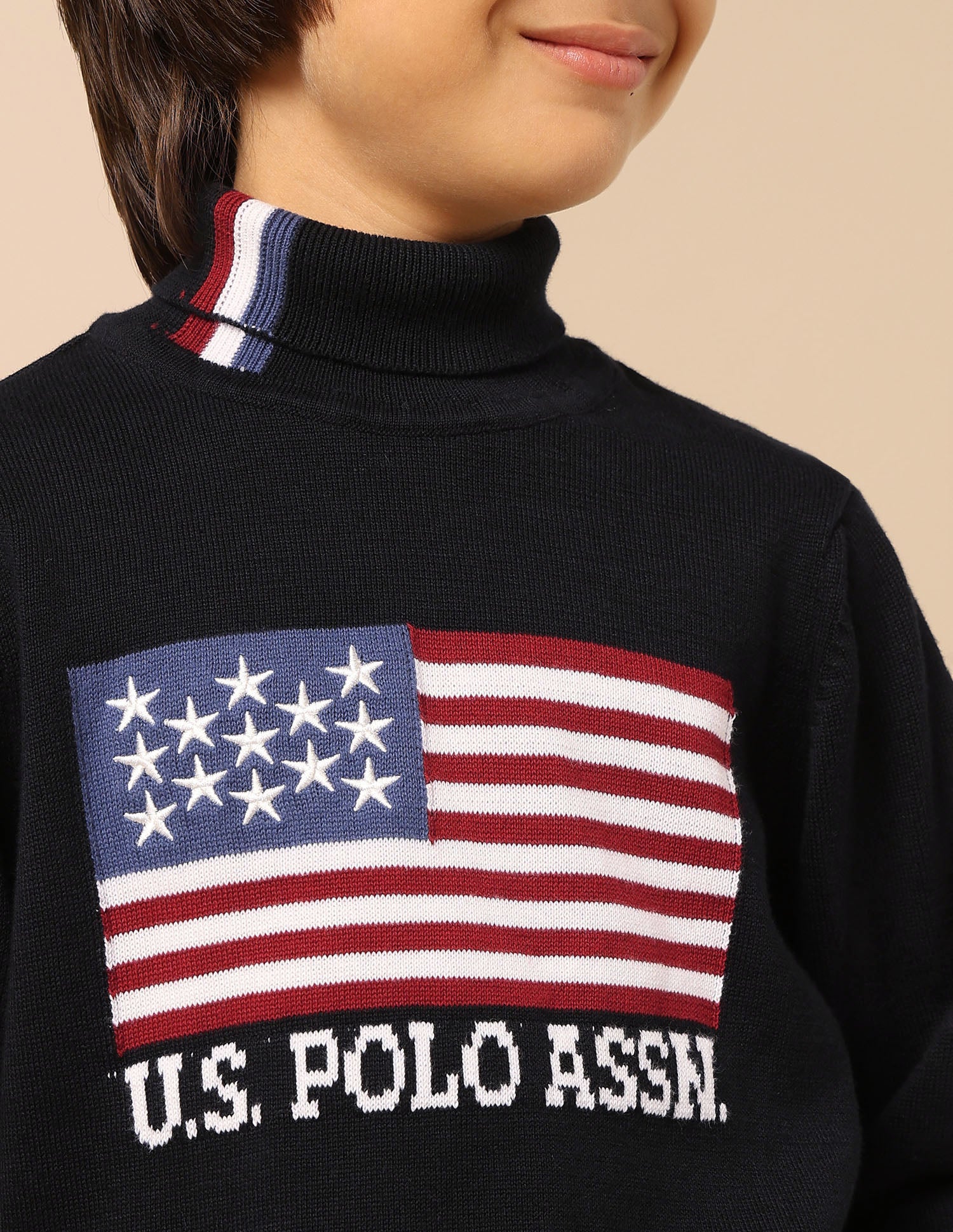 Boys Regular Fit Printed Sweater Navy - U.S. POLO ASSN. | Large